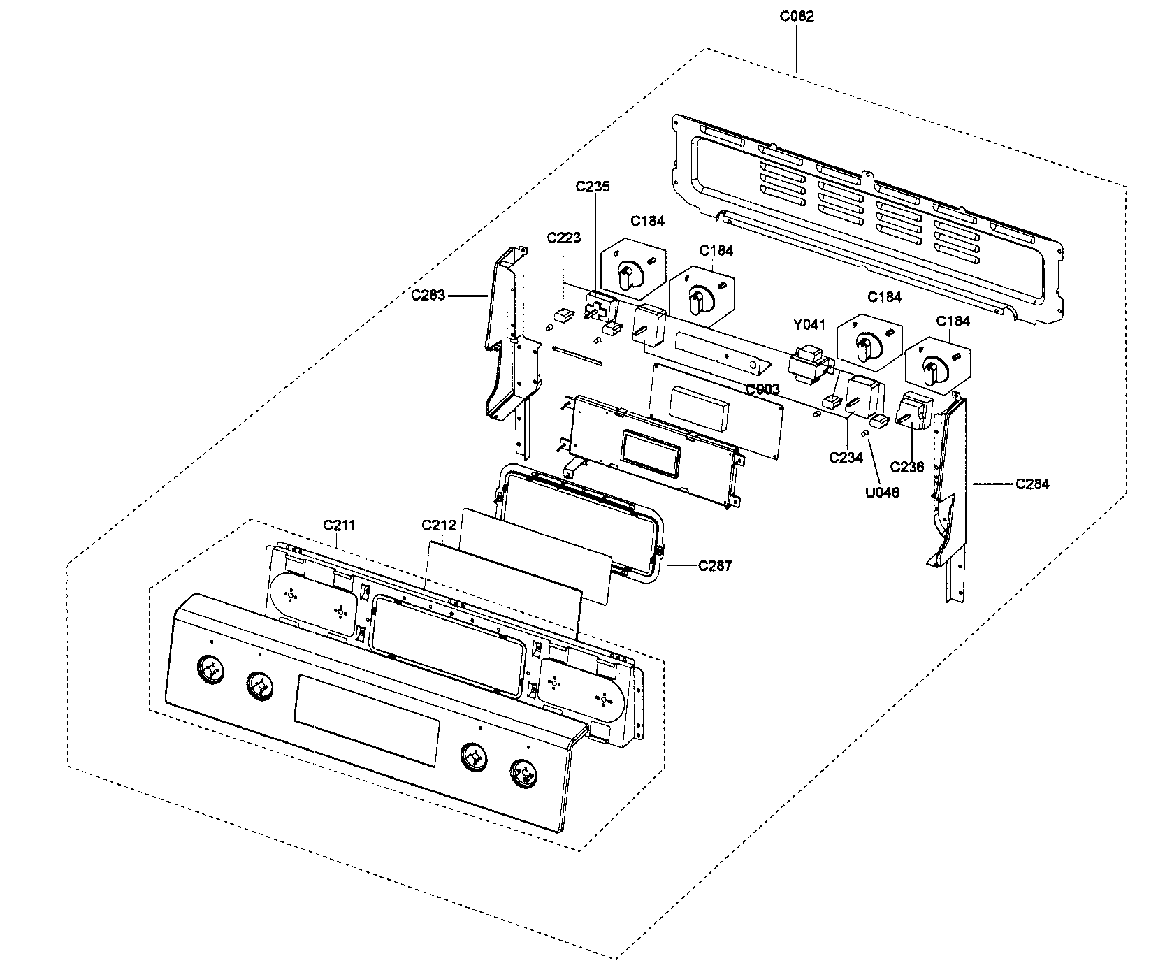 Samsung FTQ387LWGX/XAA controls assy diagram