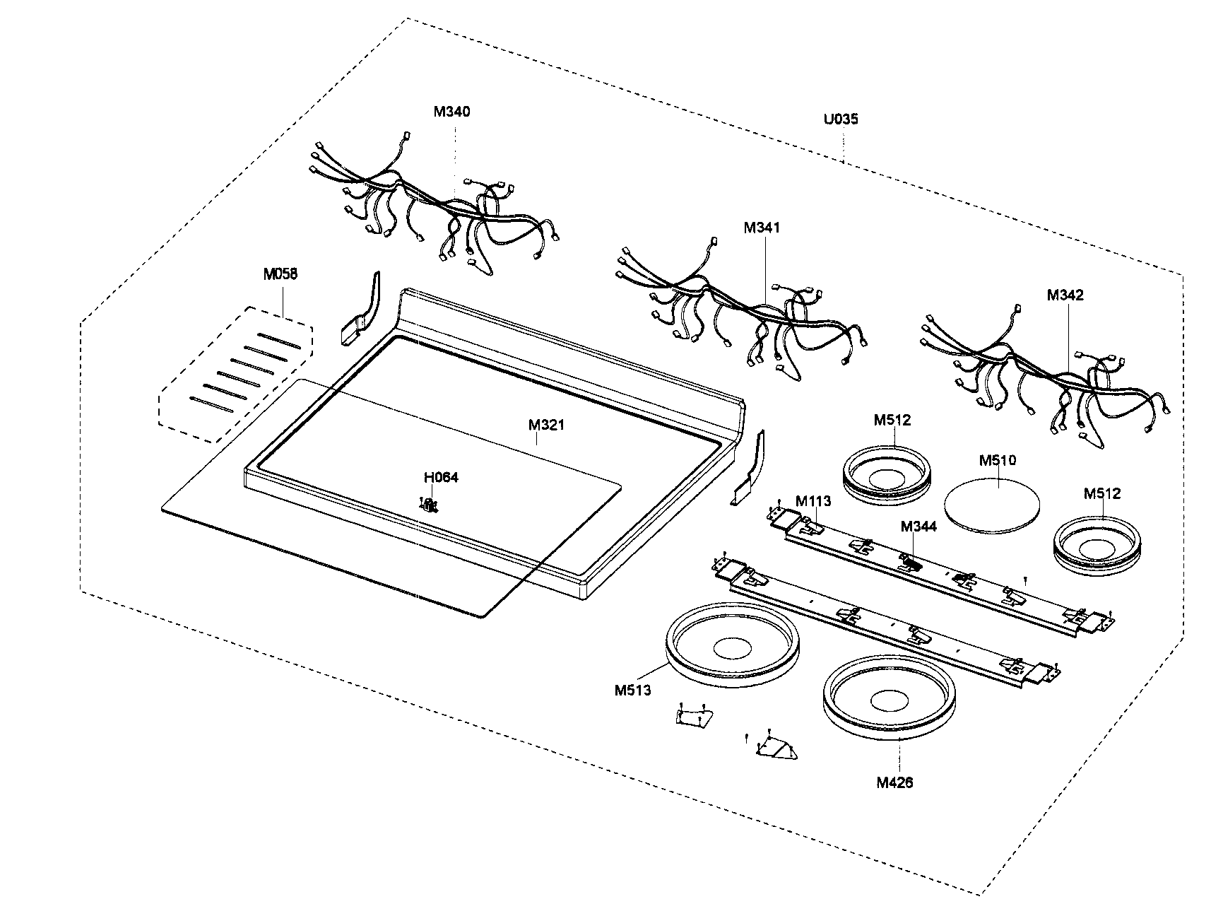 Samsung FTQ387LWGX/XAA cooktop assy diagram
