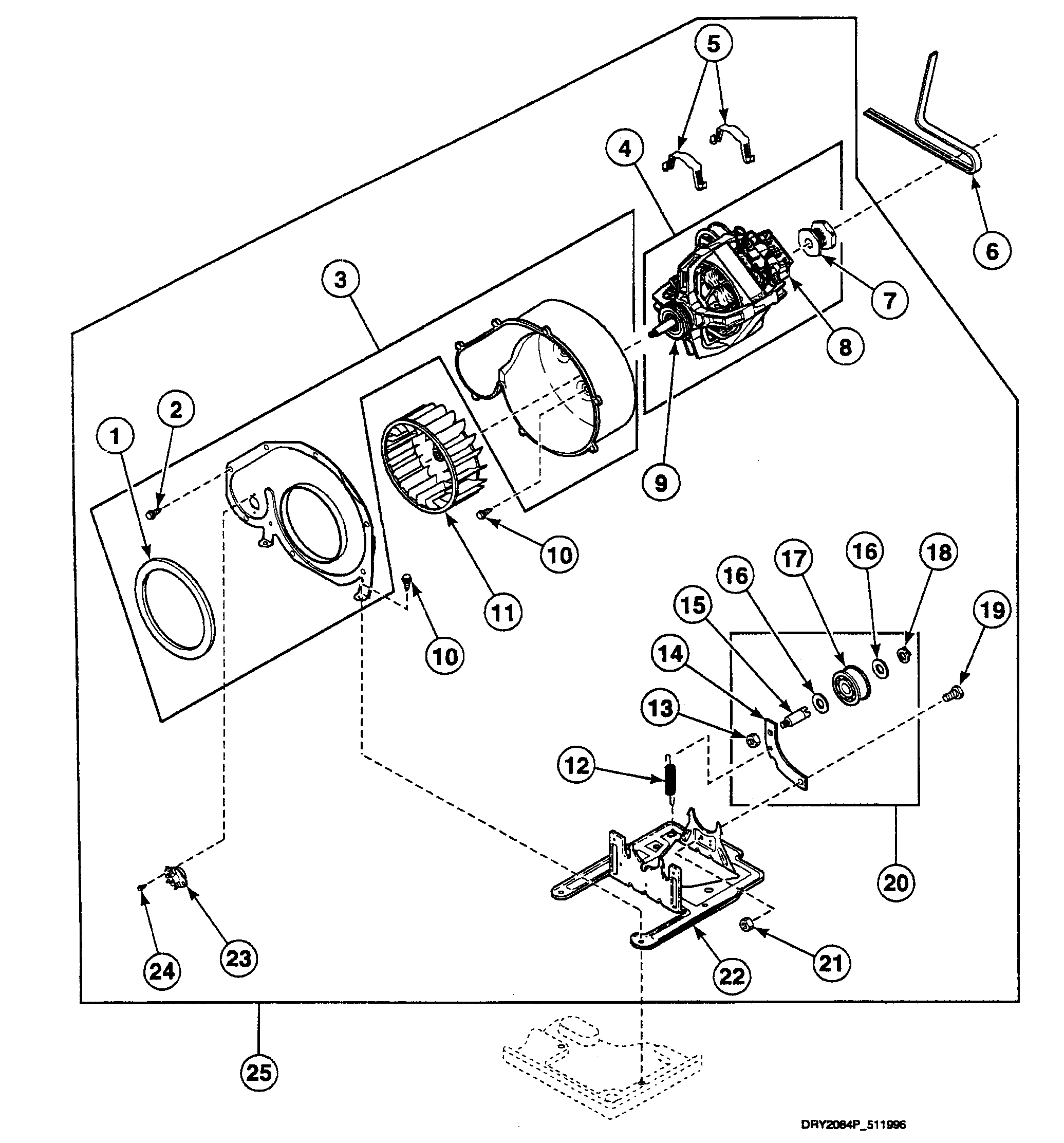Speed Queen SSE717LF motor assy diagram