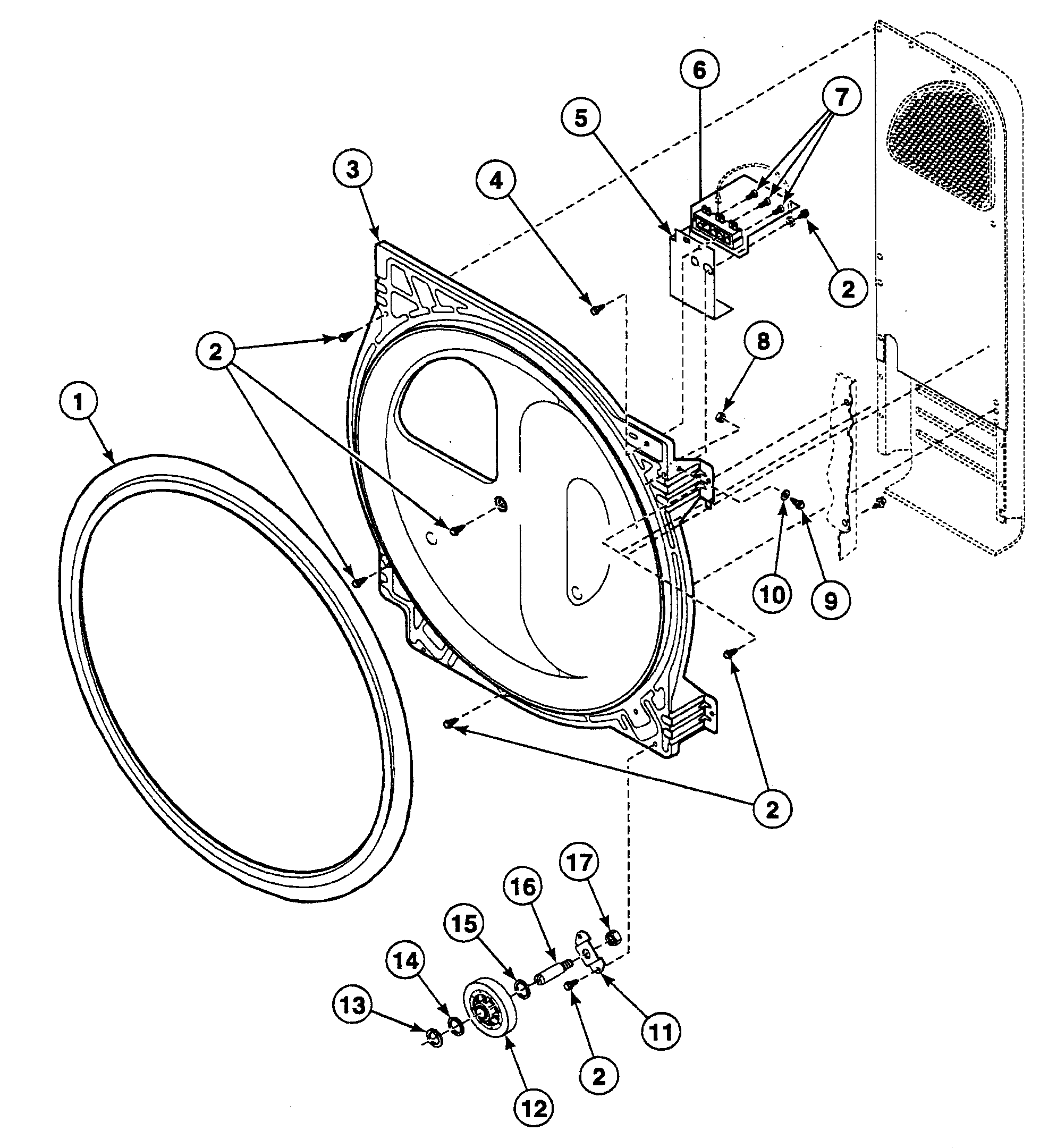 Speed Queen SSE717LF roller assy diagram