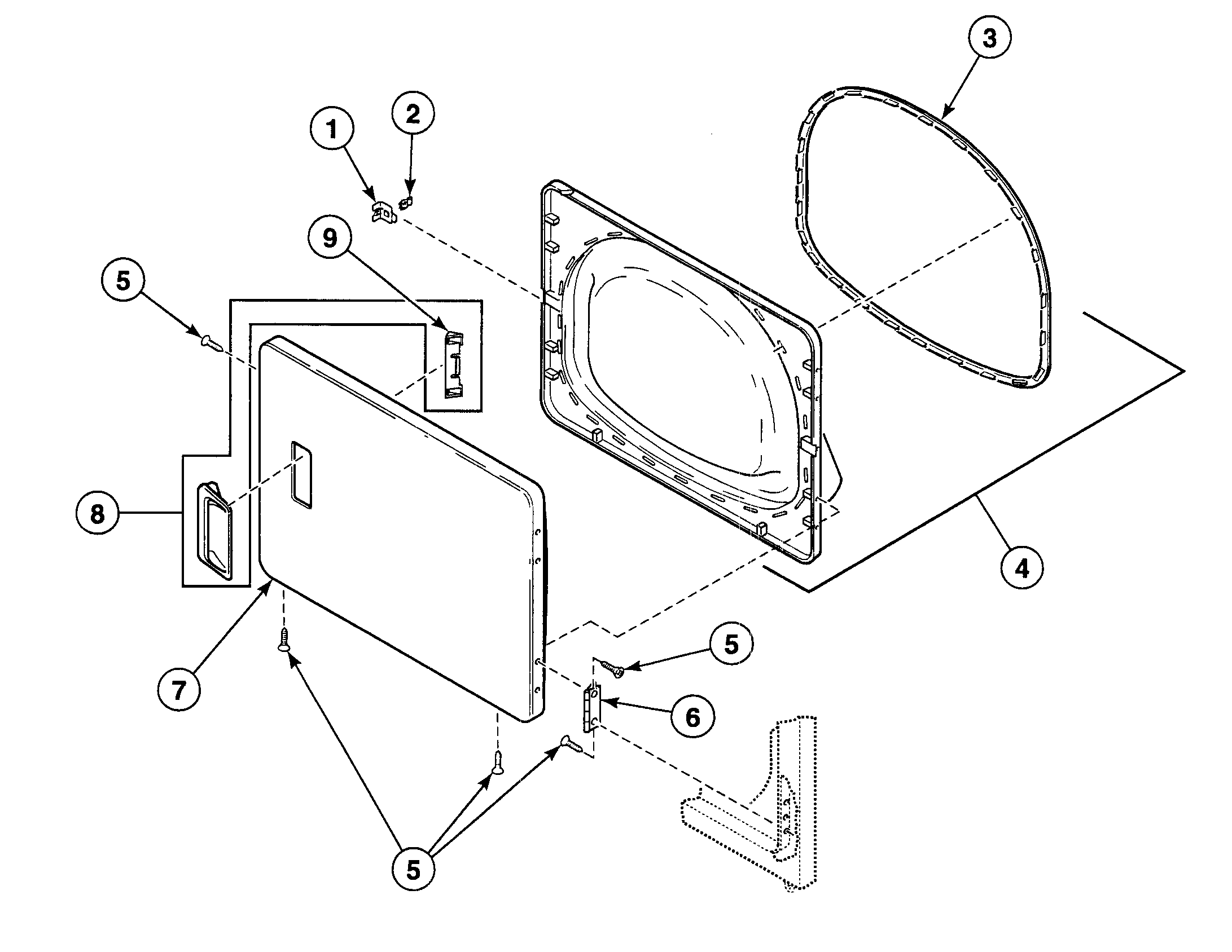 Speed Queen SDG909QF door assy diagram