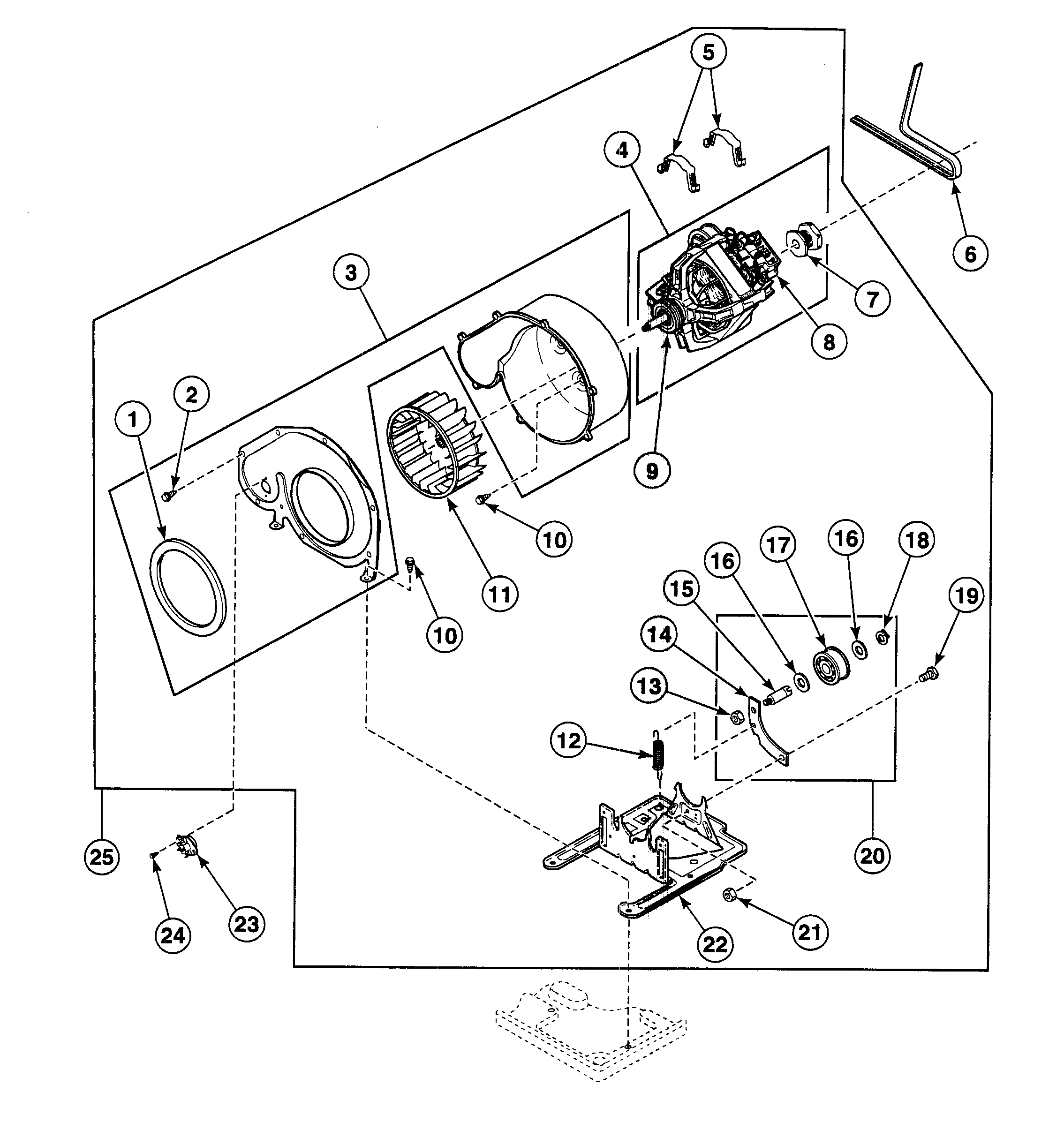 Speed Queen SDG909QF motor assy diagram