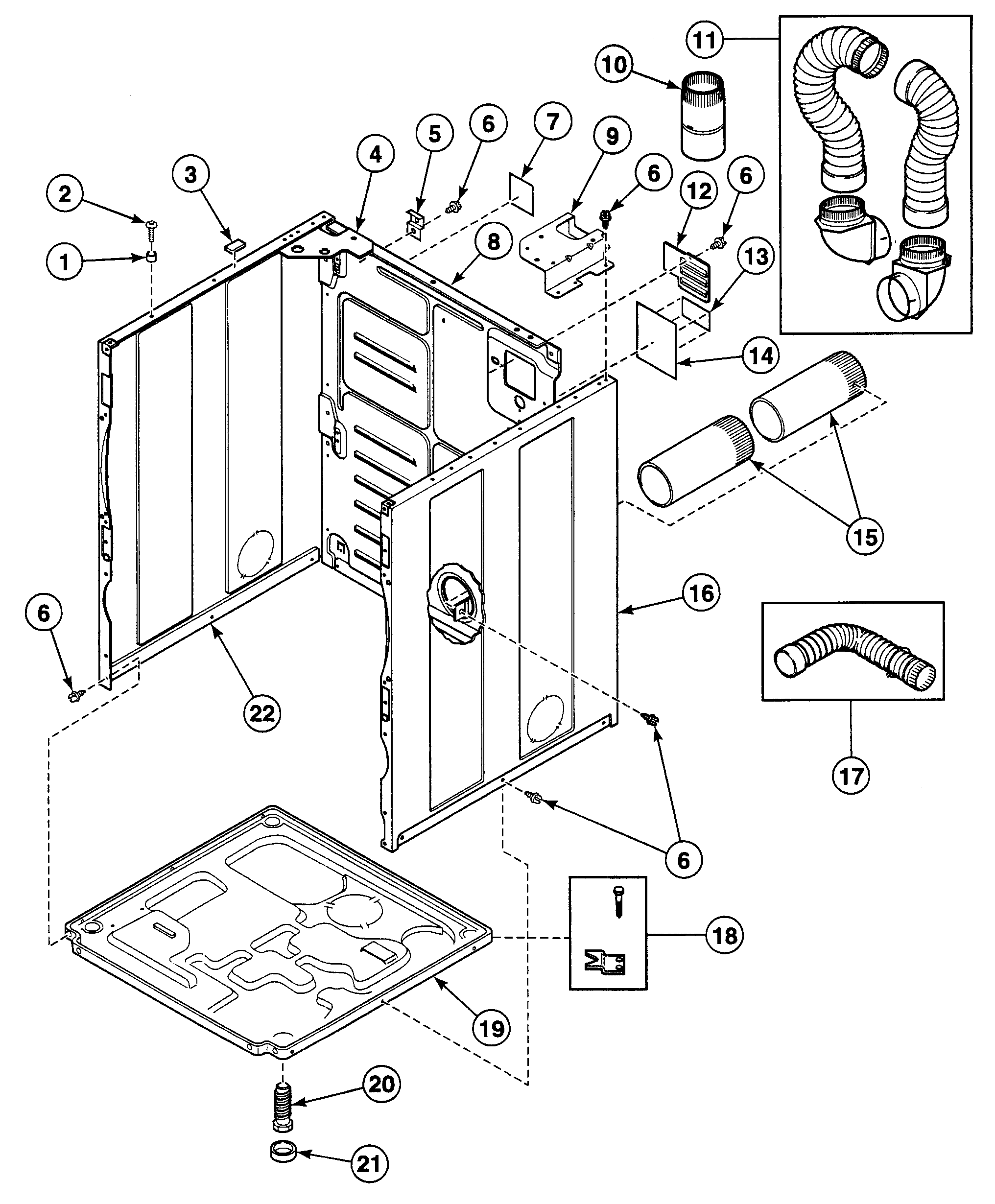 Speed Queen SDG109QF cabinet assy diagram
