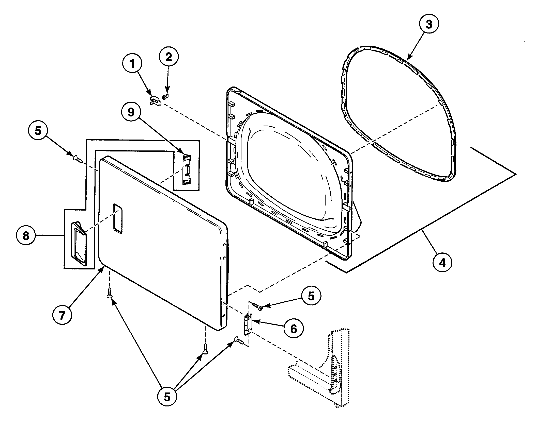 Speed Queen SDG109QF99L7 door assy diagram