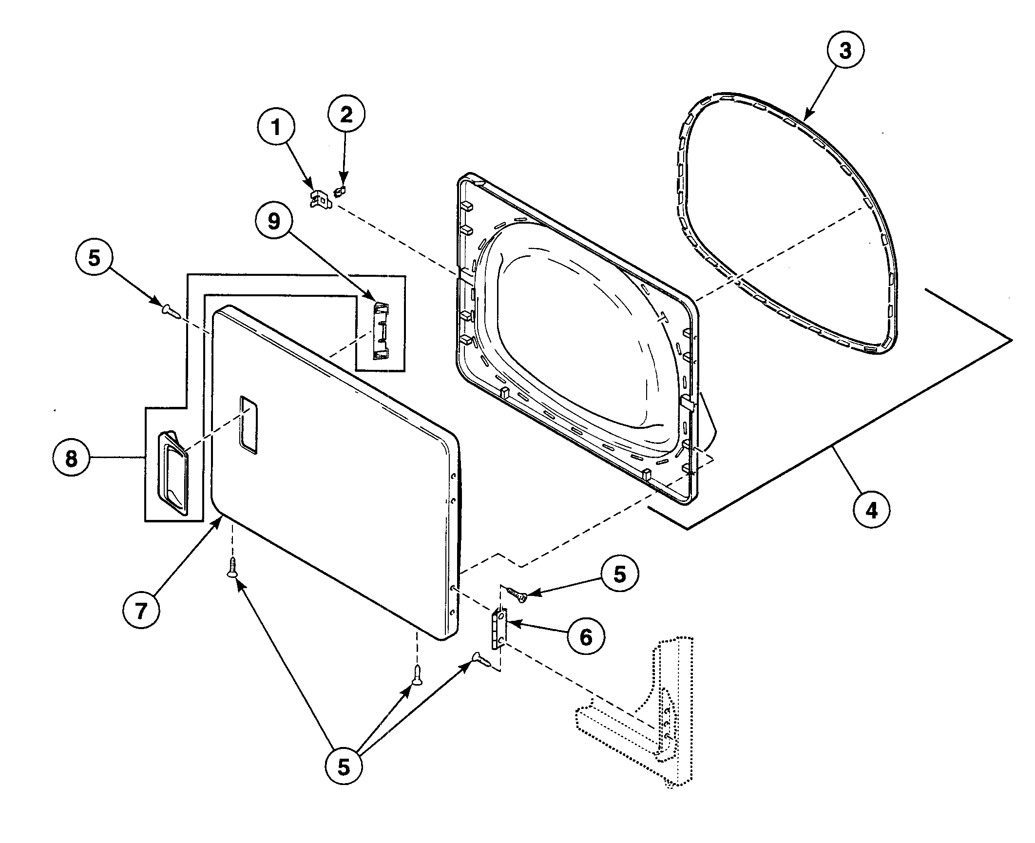 Speed Queen SDGH09LJ door assy diagram