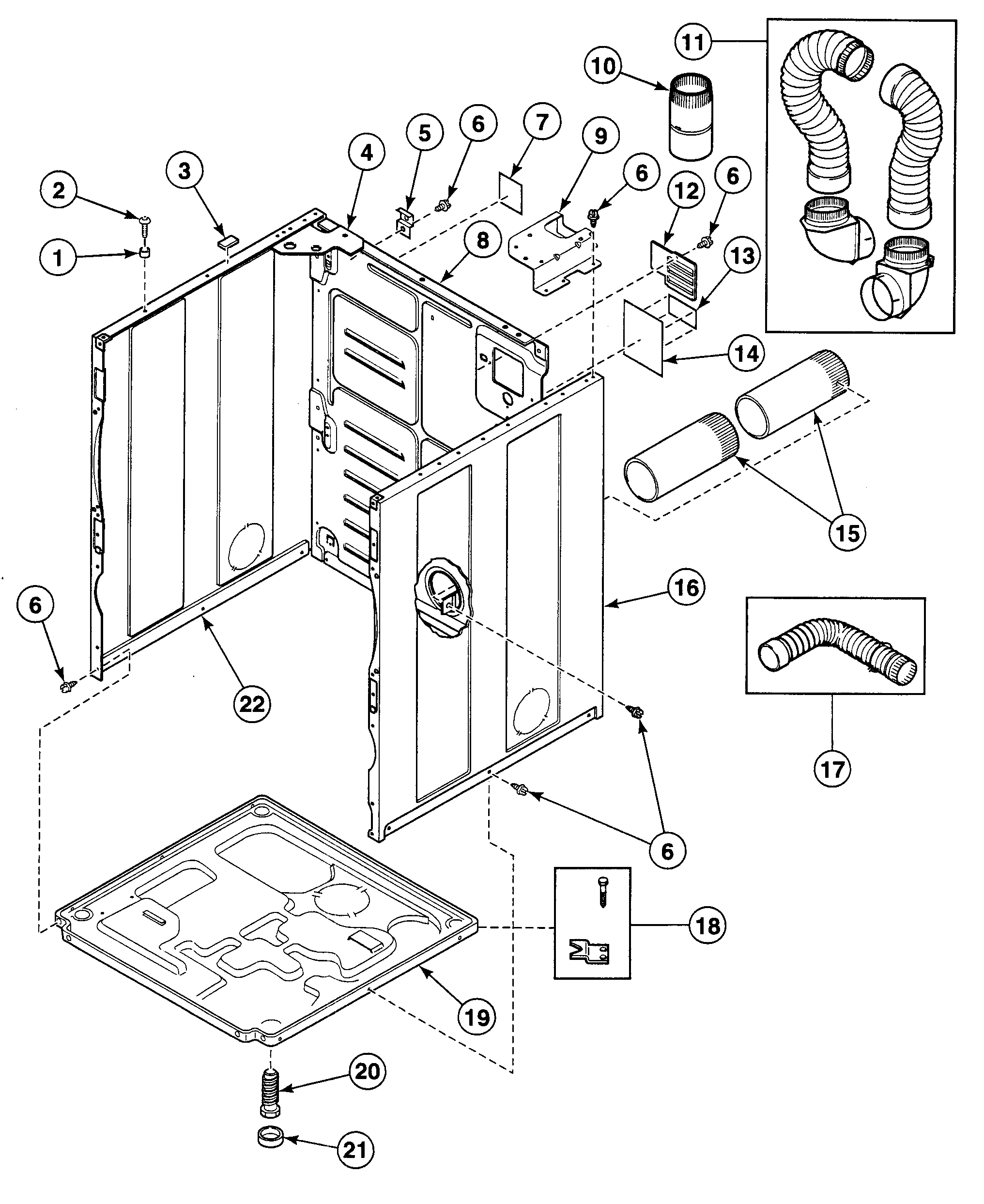 Speed Queen SDGH09WJ cabinet diagram