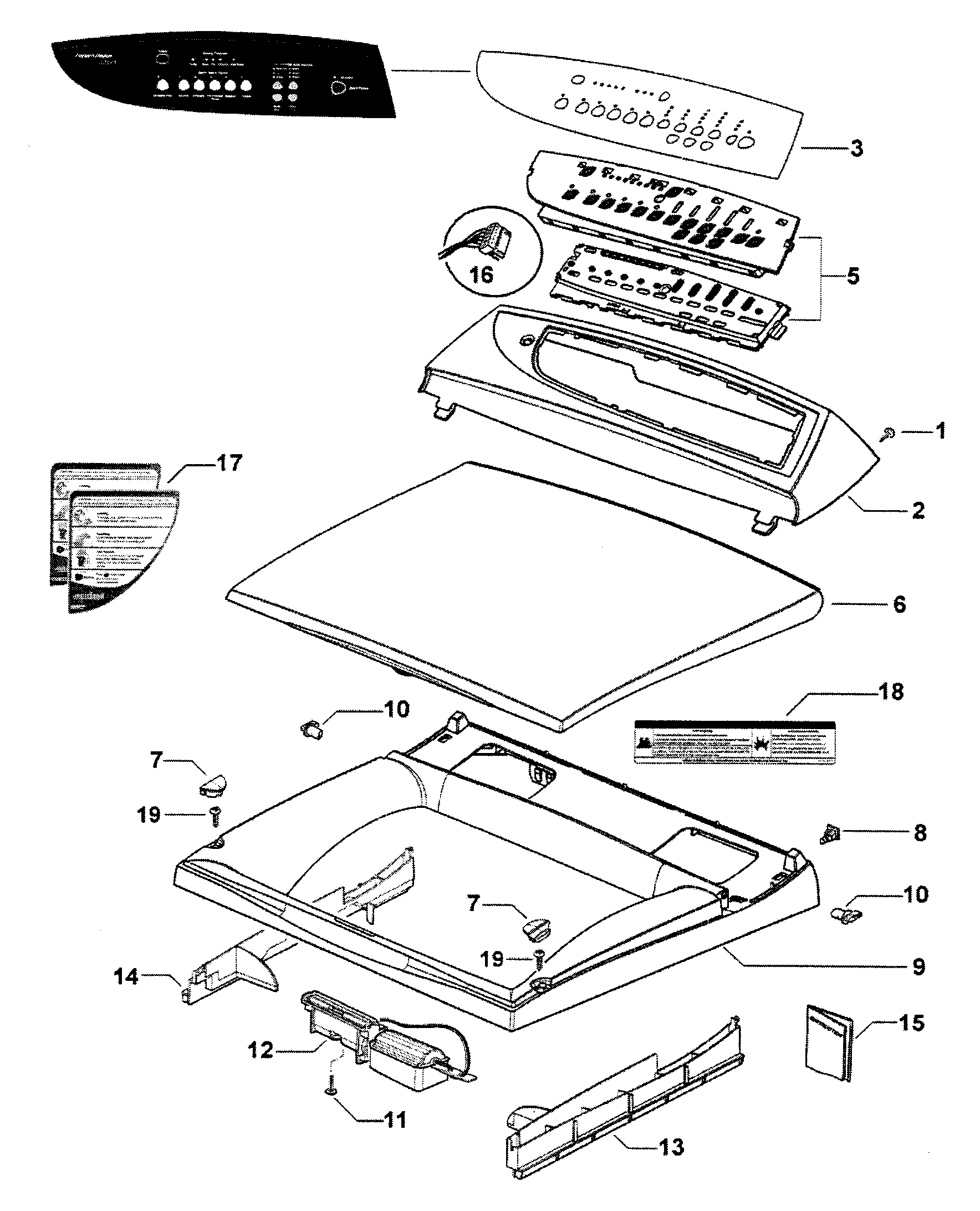 Fisher & Paykel DG62T27GW1-96142A top assy diagram