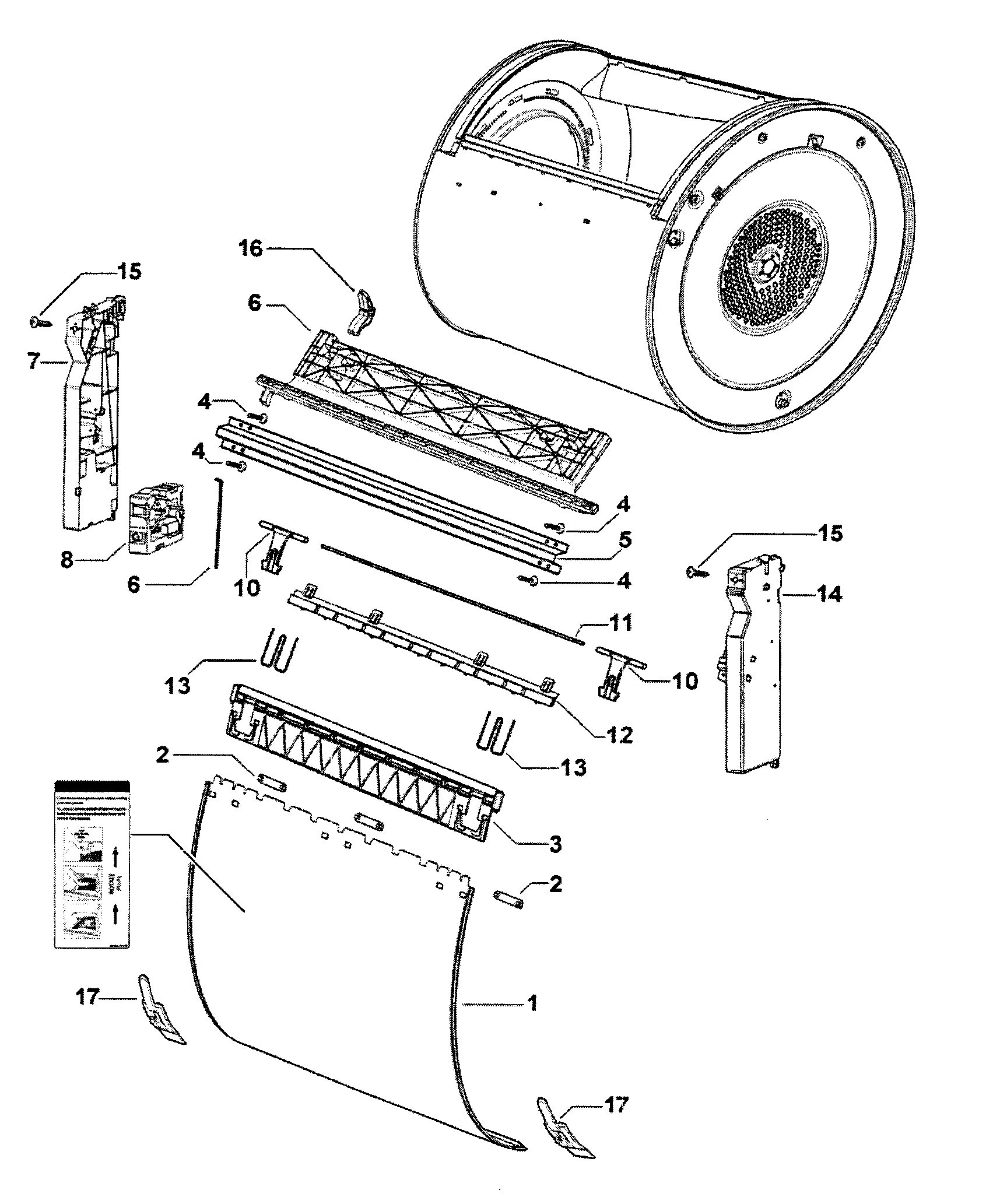Fisher & Paykel DG62T27GW1-96142A drum assy diagram