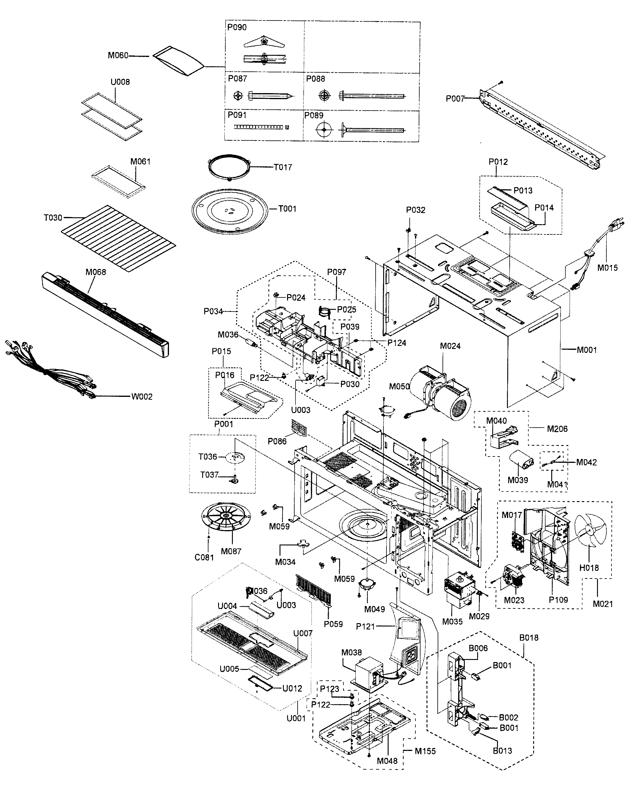 Samsung SMH9187W/XAA cabinet parts diagram