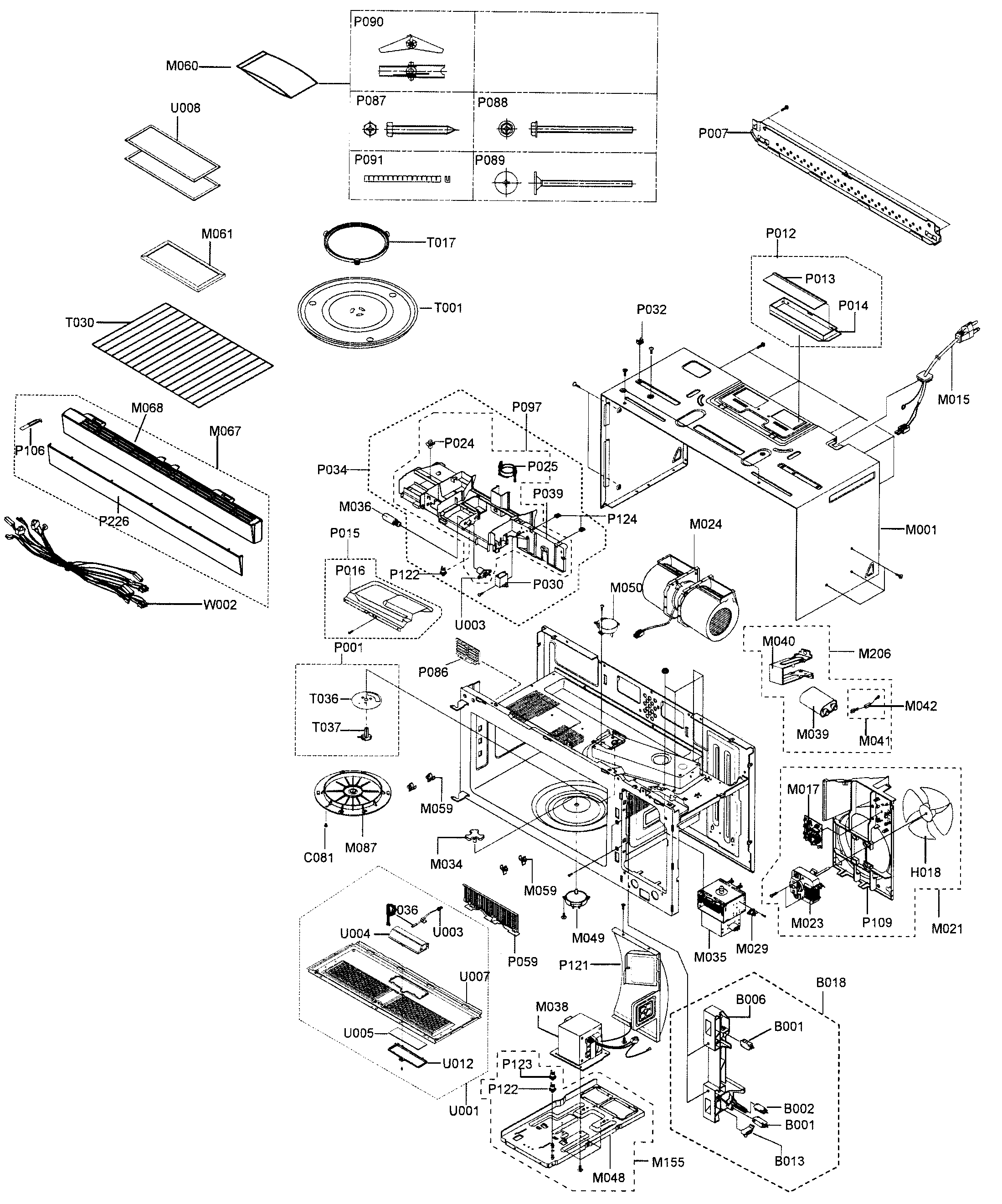 Samsung SMH9187ST/XAA cabinet parts diagram