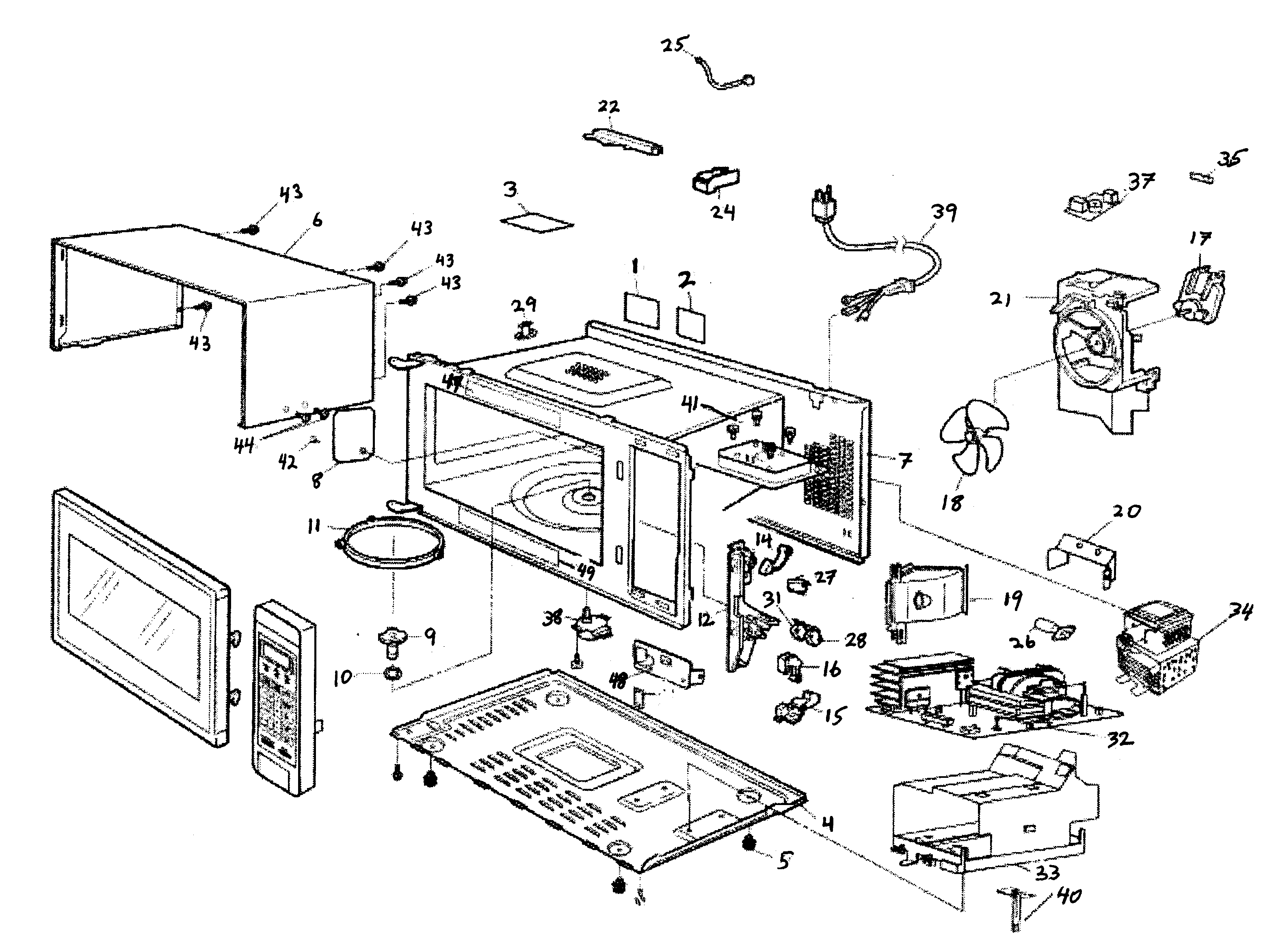 Panasonic NN-SD986S cabinet assy diagram