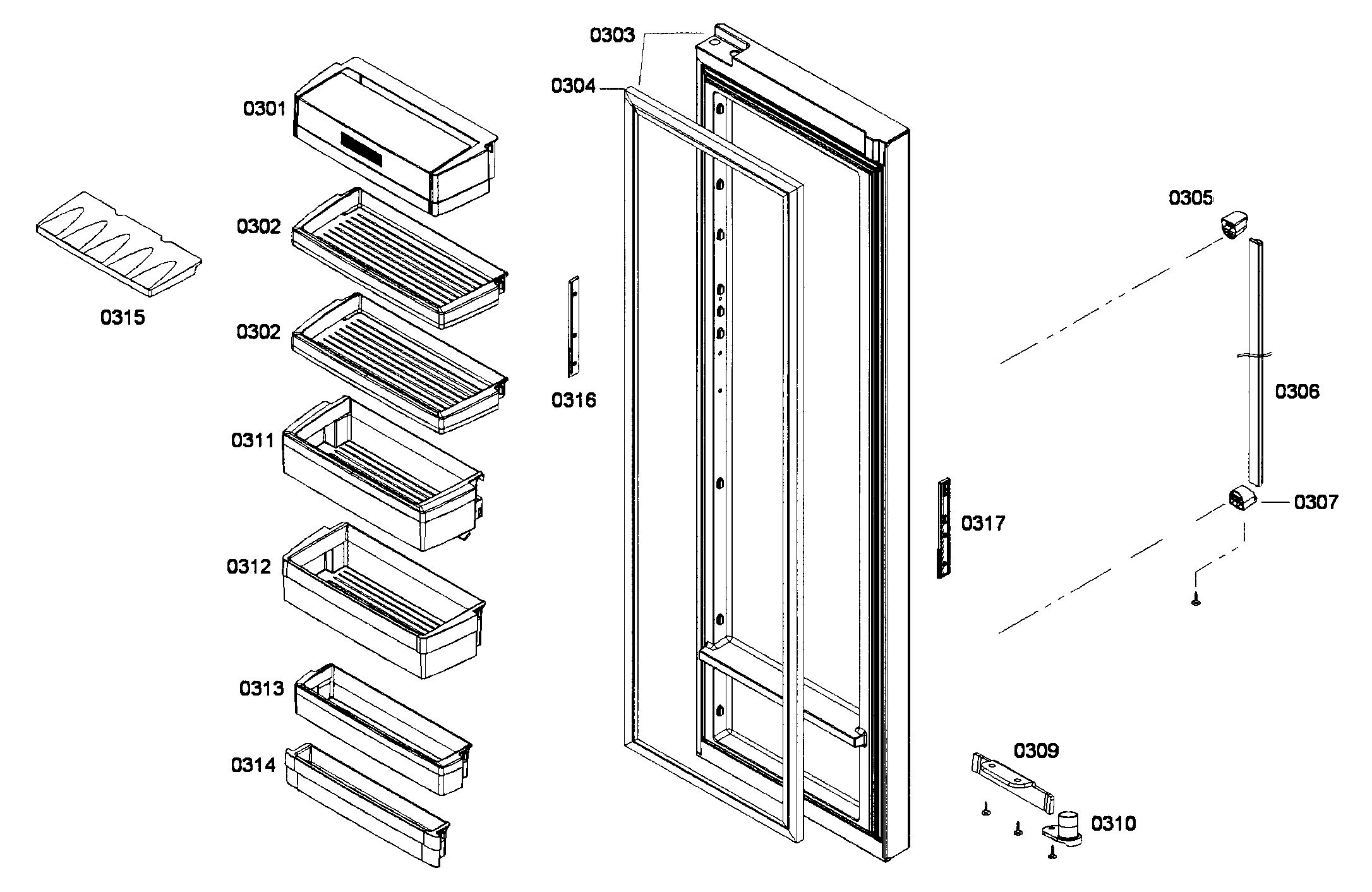 Bosch B22CS80SNS/01 refrig door diagram