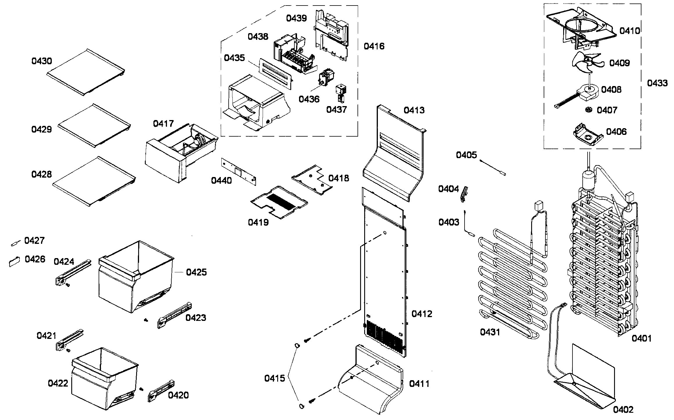 Bosch B22CS80SNS/01 freezer assy diagram