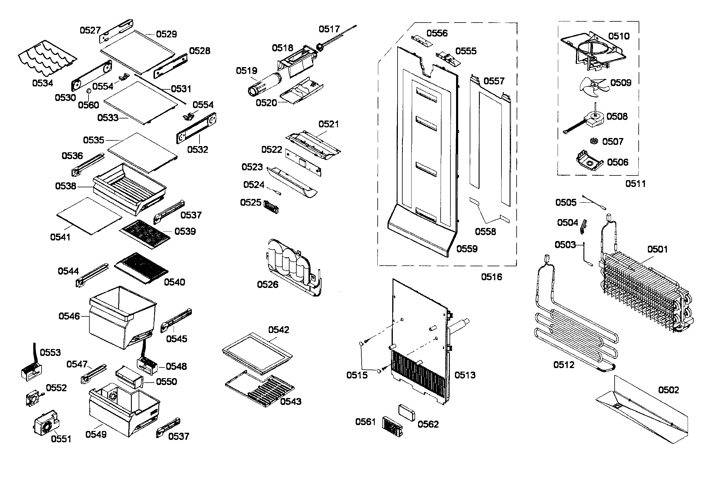 Bosch B22CS80SNS/01 refrig assy diagram