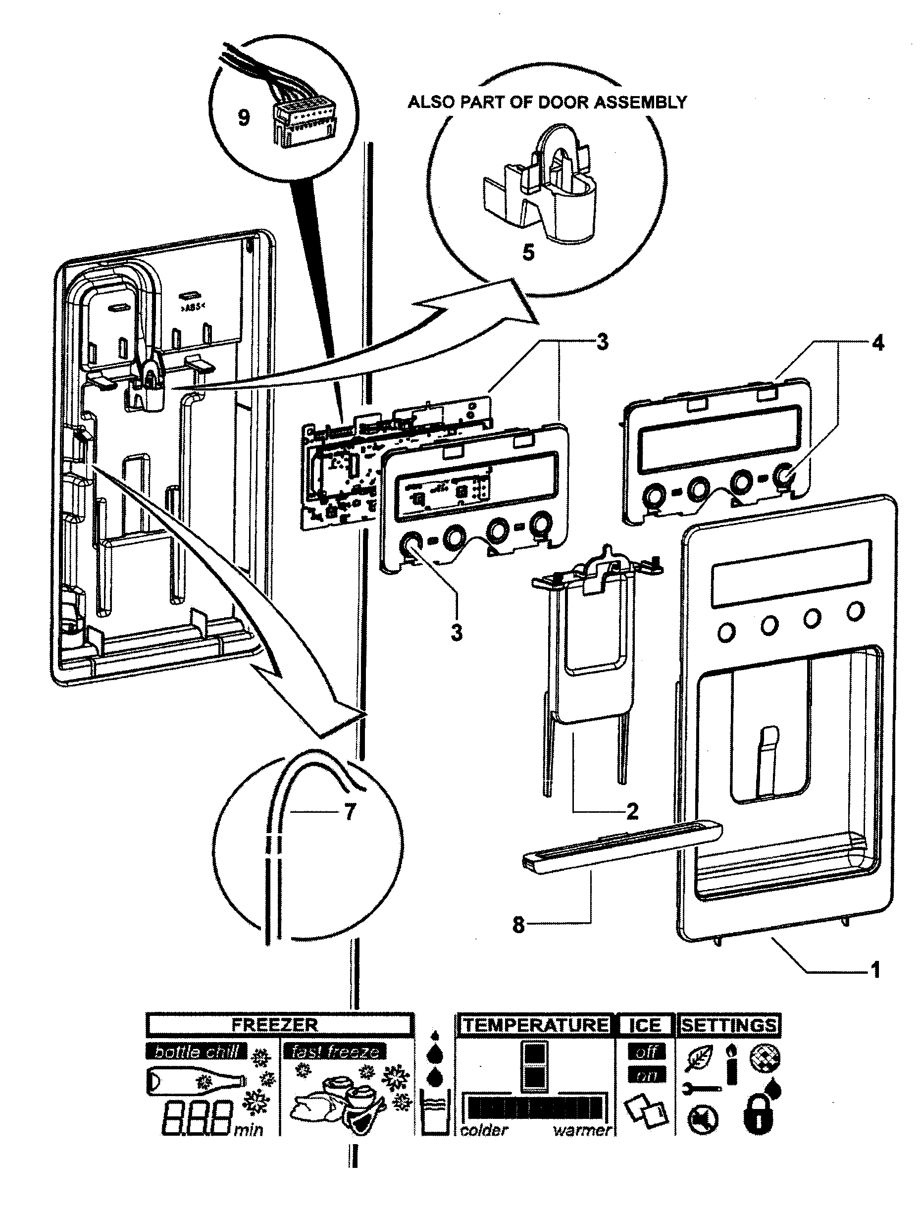 Fisher & Paykel RF201ADUX-22302A water dispenser diagram