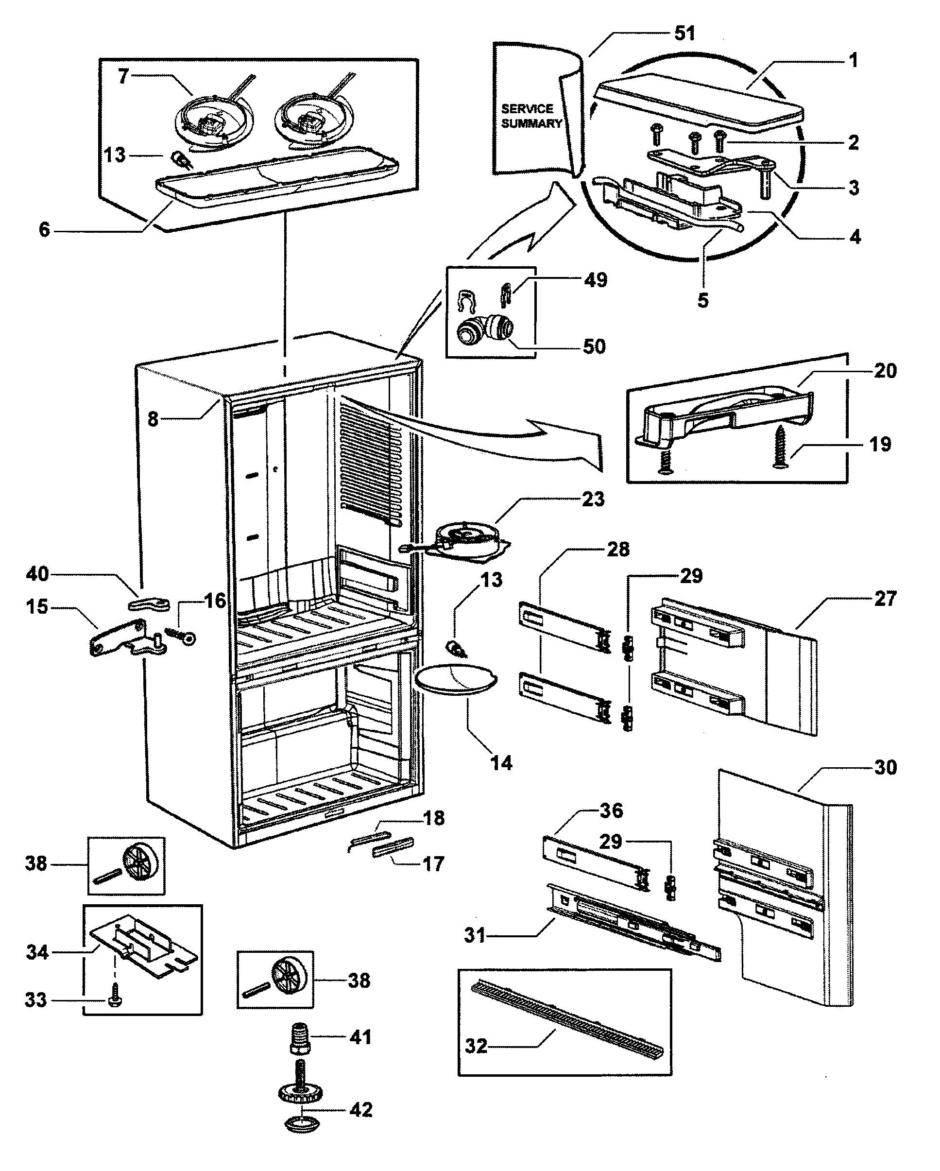 Fisher & Paykel RF201ADUX-22302A cabinet diagram