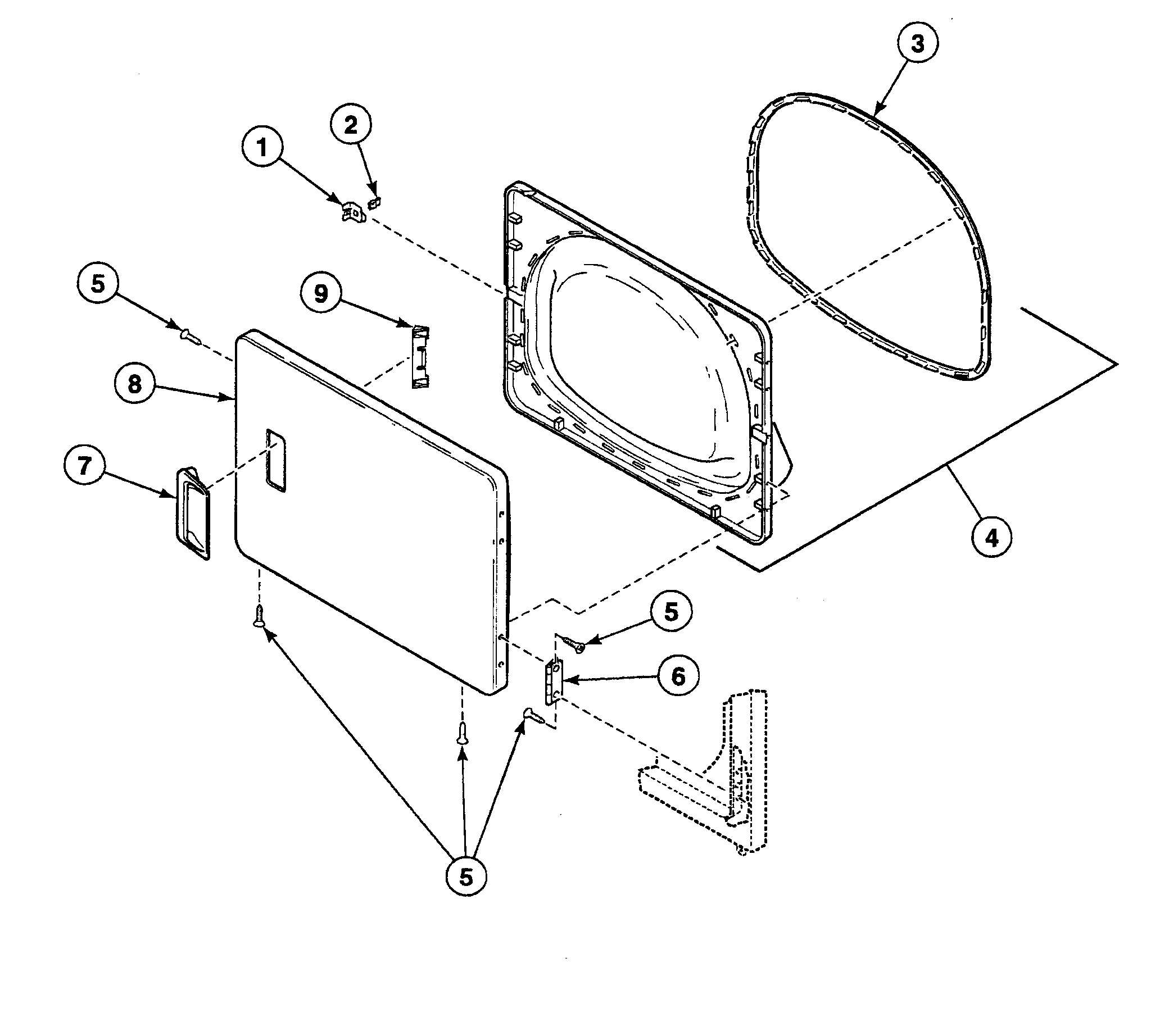 Speed Queen SSE907WF door assy diagram