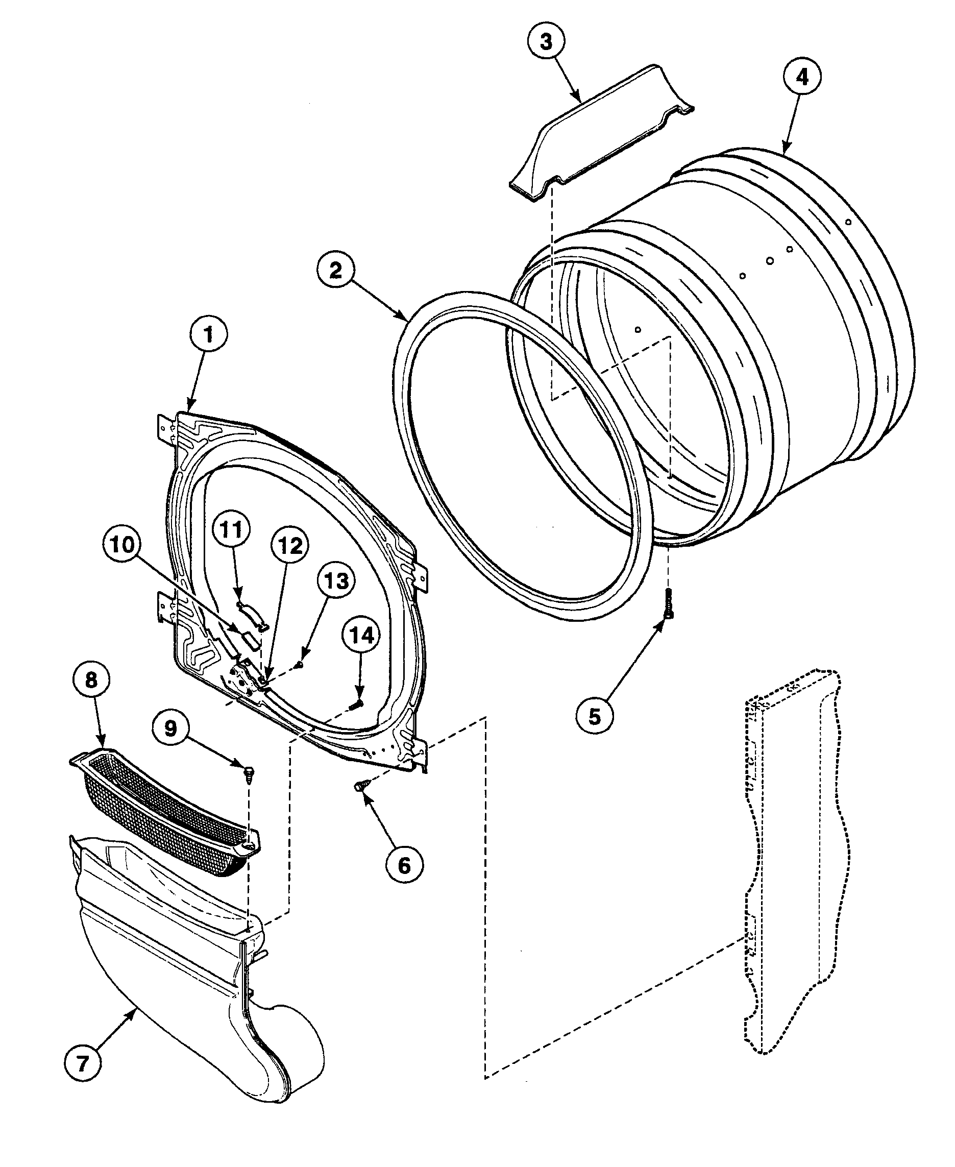 Speed Queen SSE907WF drum assy diagram