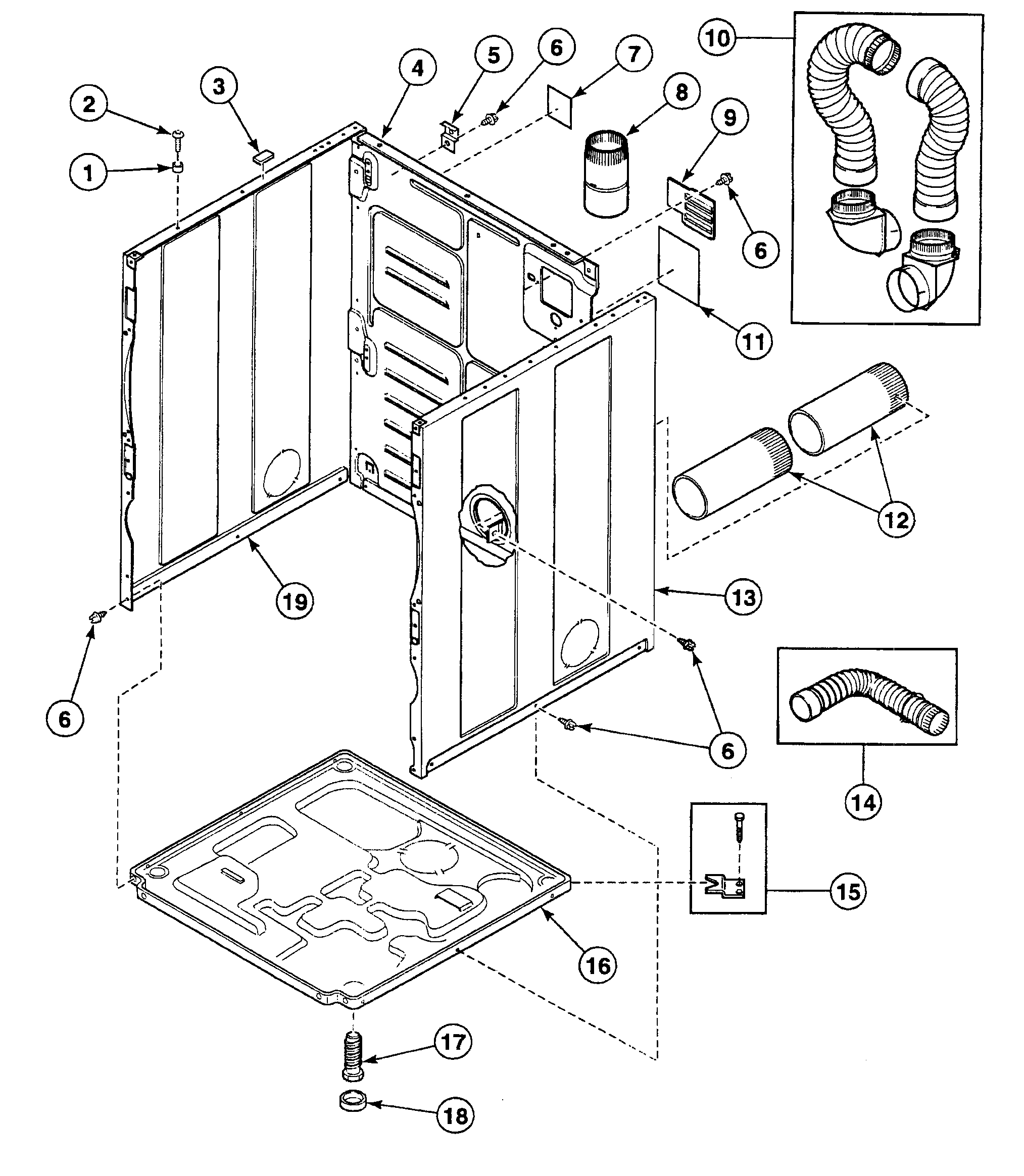 Speed Queen SSE907WF cabinet diagram