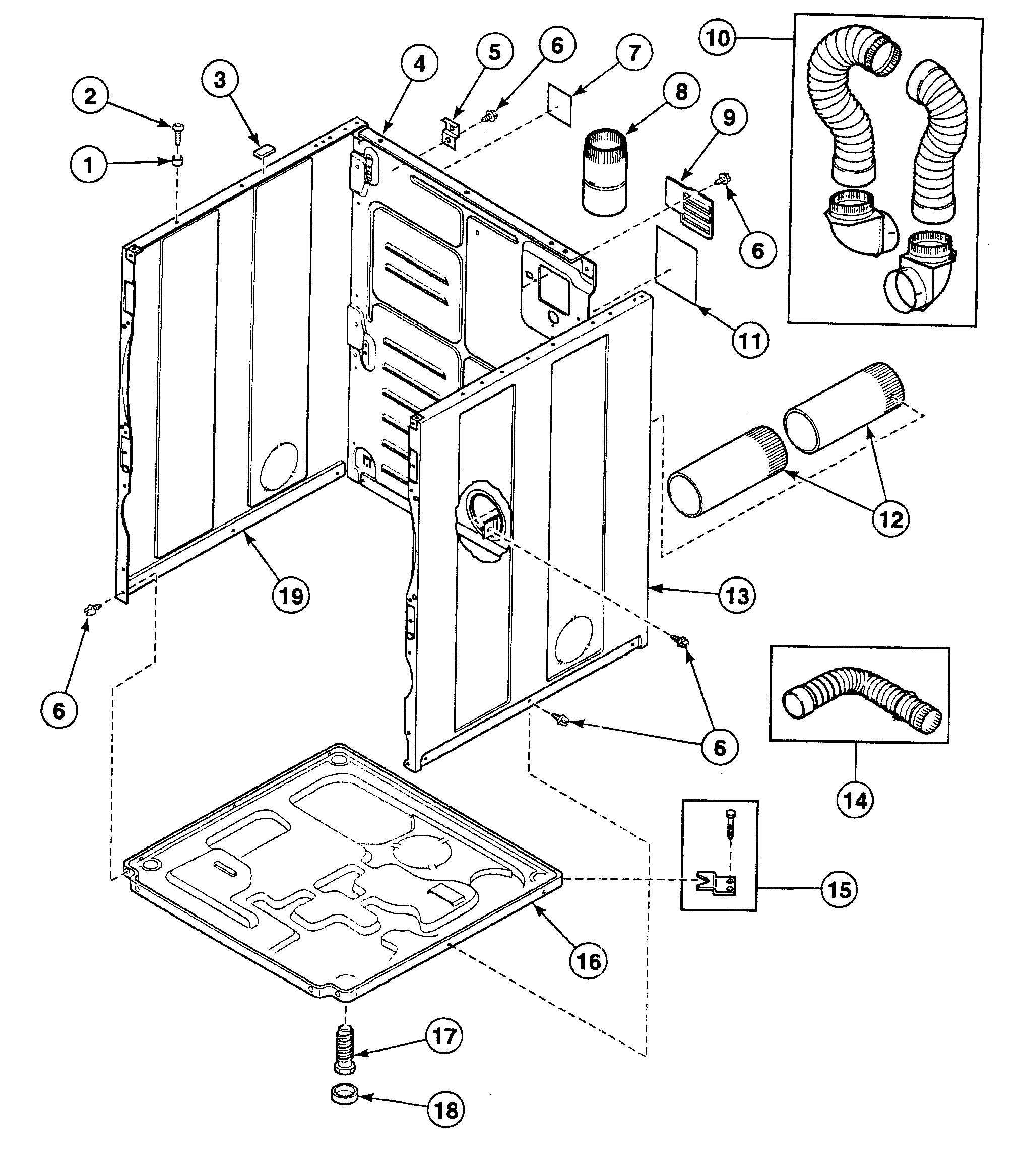 Speed Queen SSEB17WJ cabinet diagram