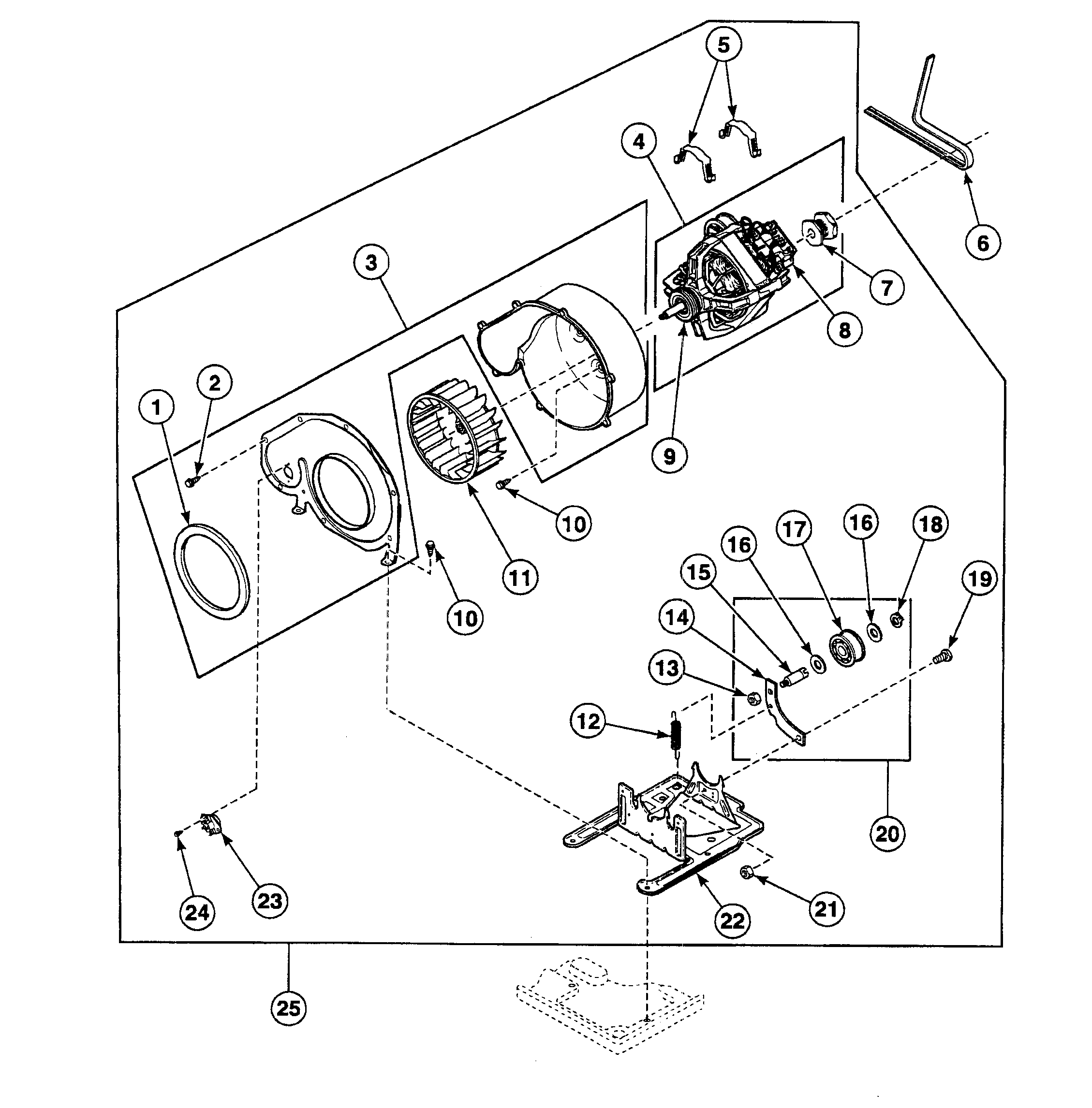 Speed Queen SSEB17QJ1500 motor assy diagram