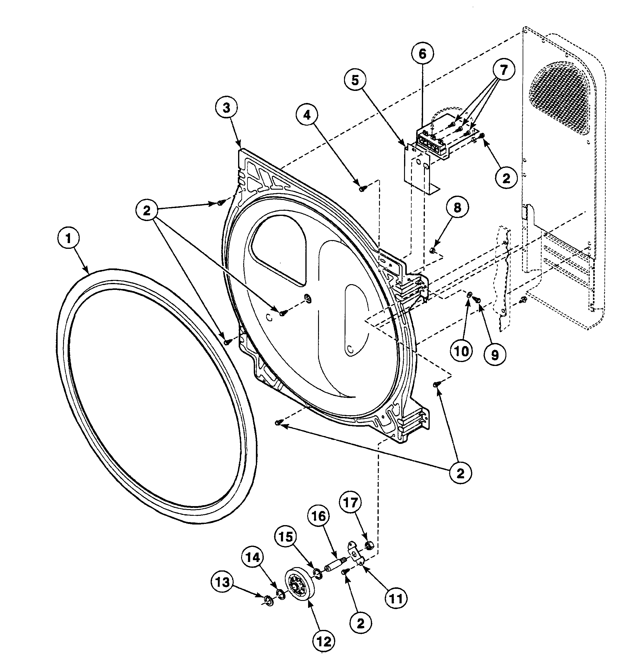 Speed Queen SSEB17QJ1500 roller assy diagram