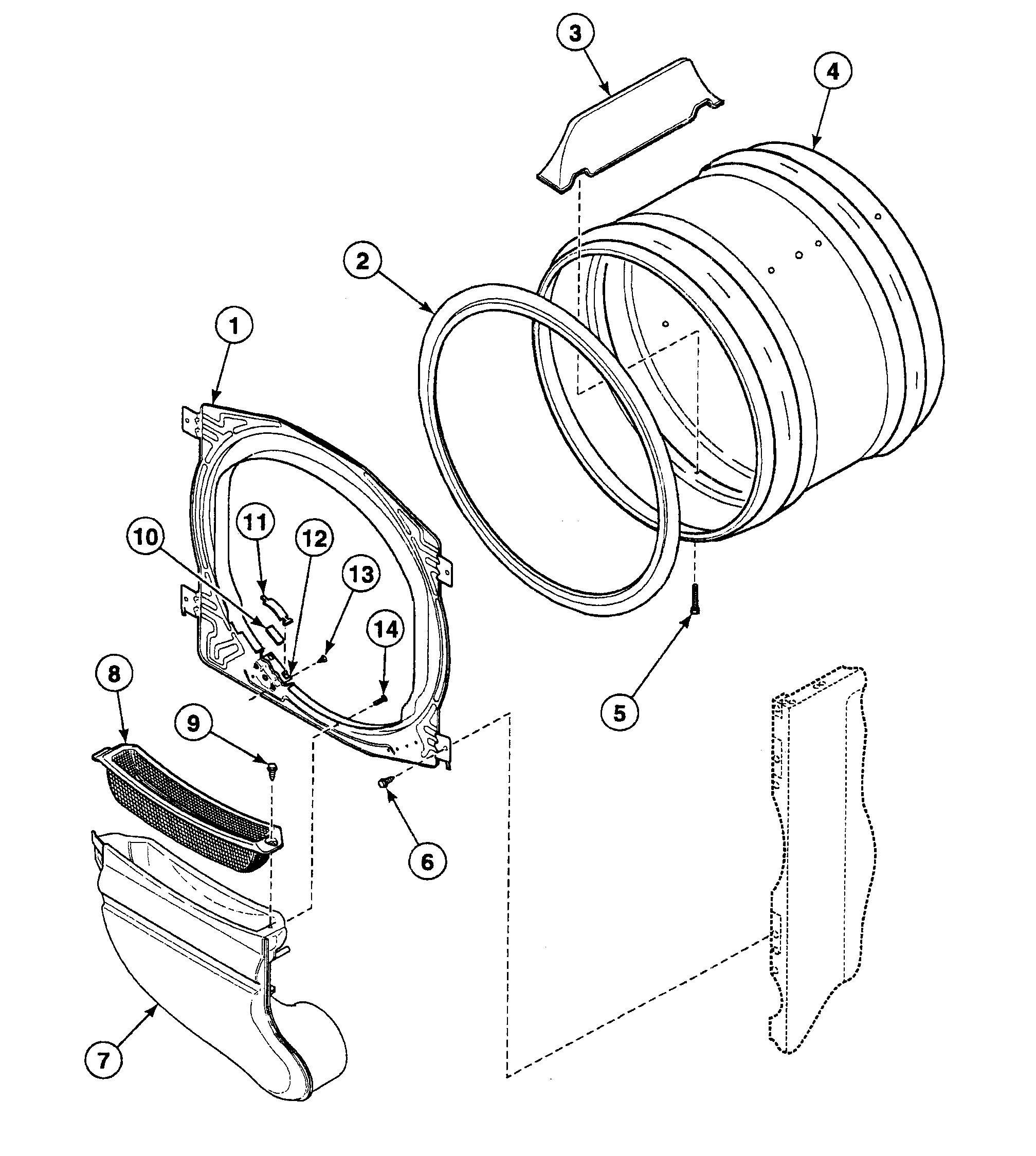 Speed Queen SSEB07WJ1500 drum assy diagram