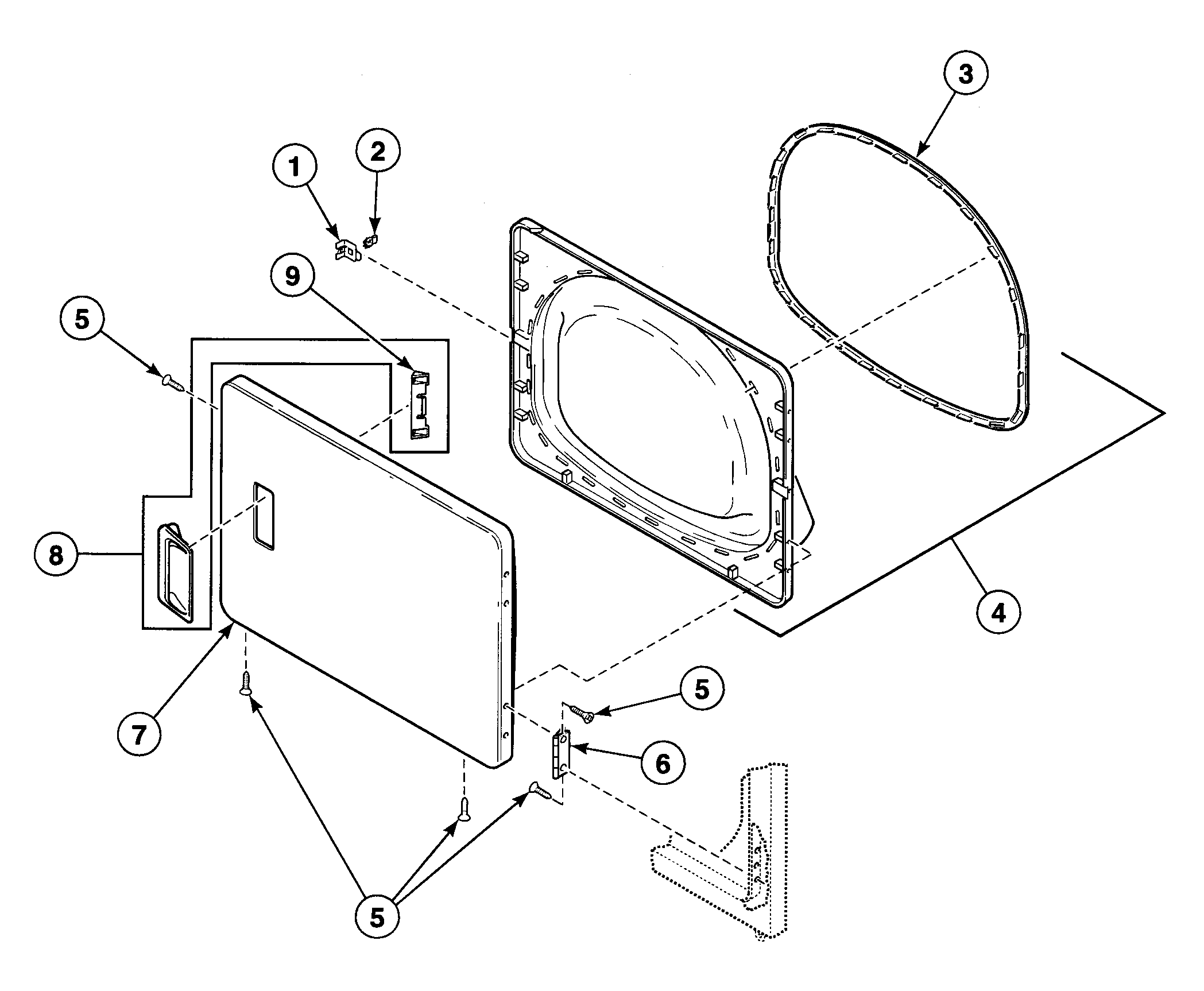 Speed Queen SDG809LF door assy diagram