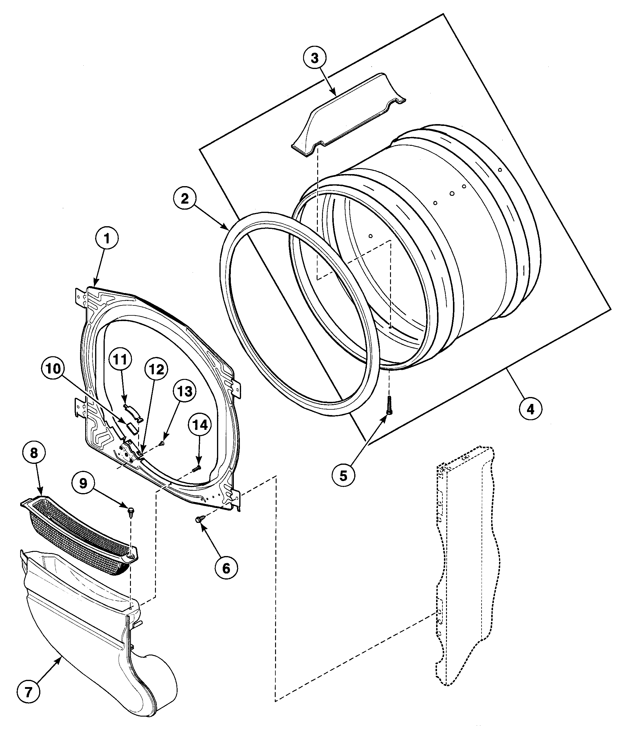 Speed Queen SDG809LF drum assy diagram