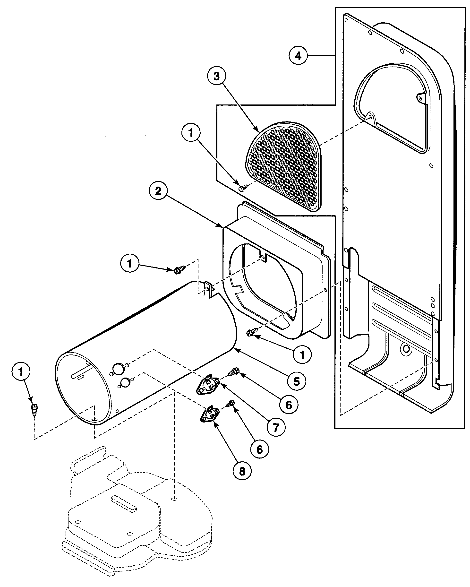 Speed Queen SDG809LF heater duct diagram
