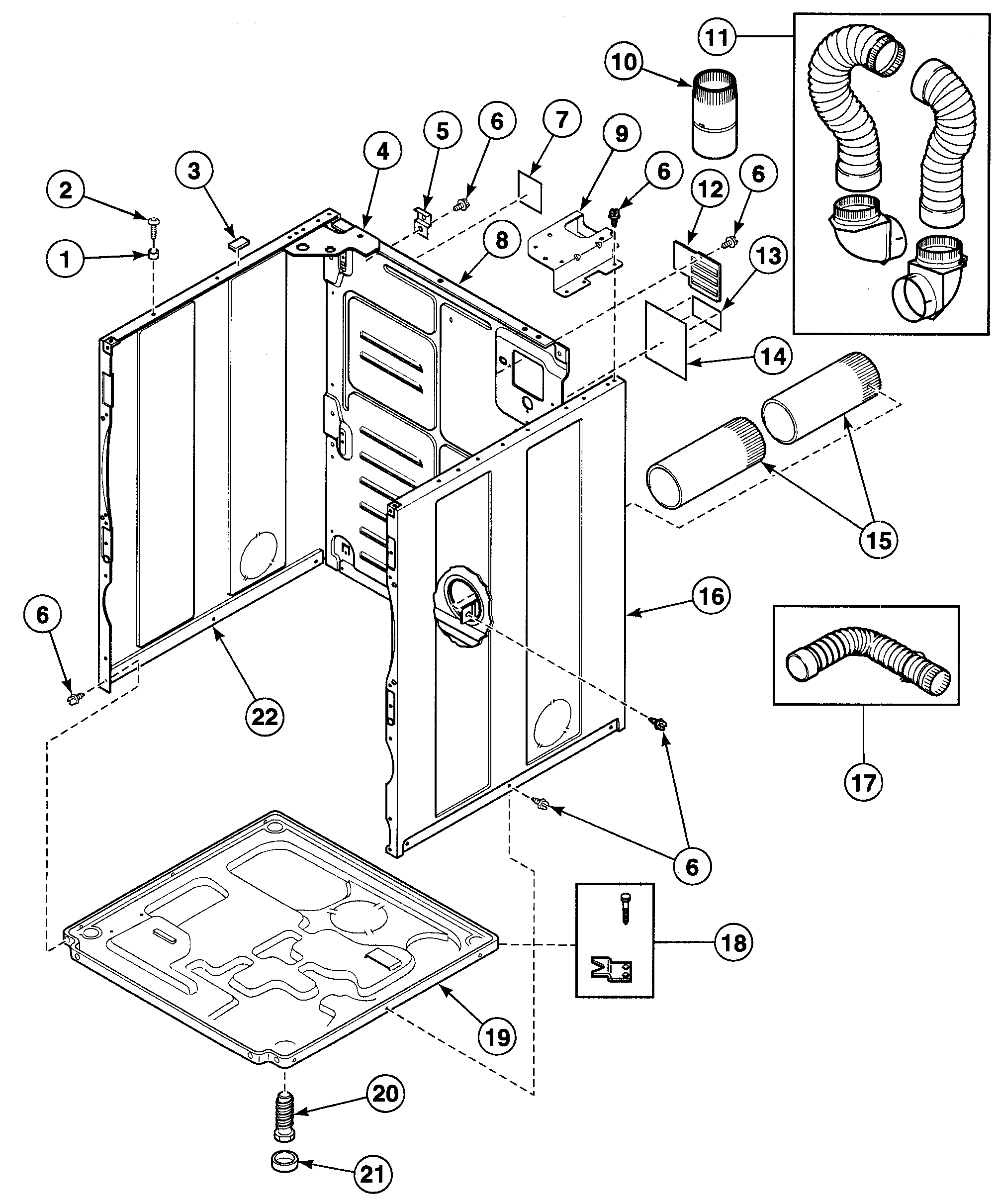 Speed Queen SDG809LF cabinet diagram