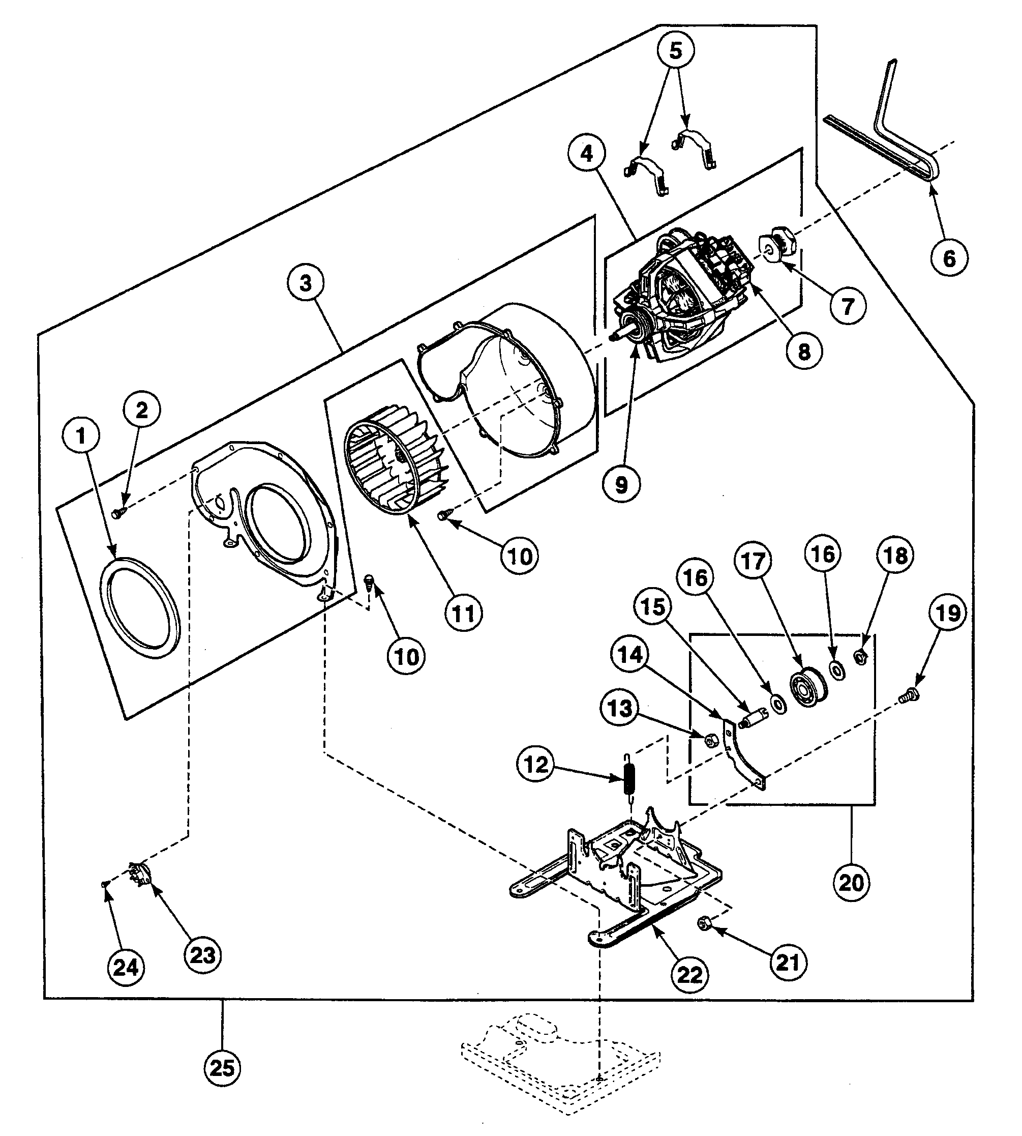 Speed Queen SSEH07WJ motor assy diagram