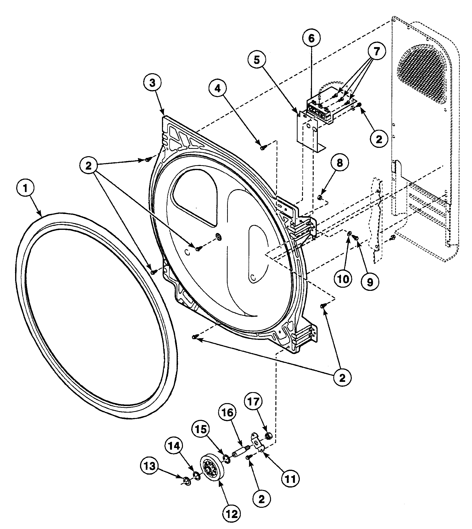 Speed Queen SSEH07WJ roller assy diagram