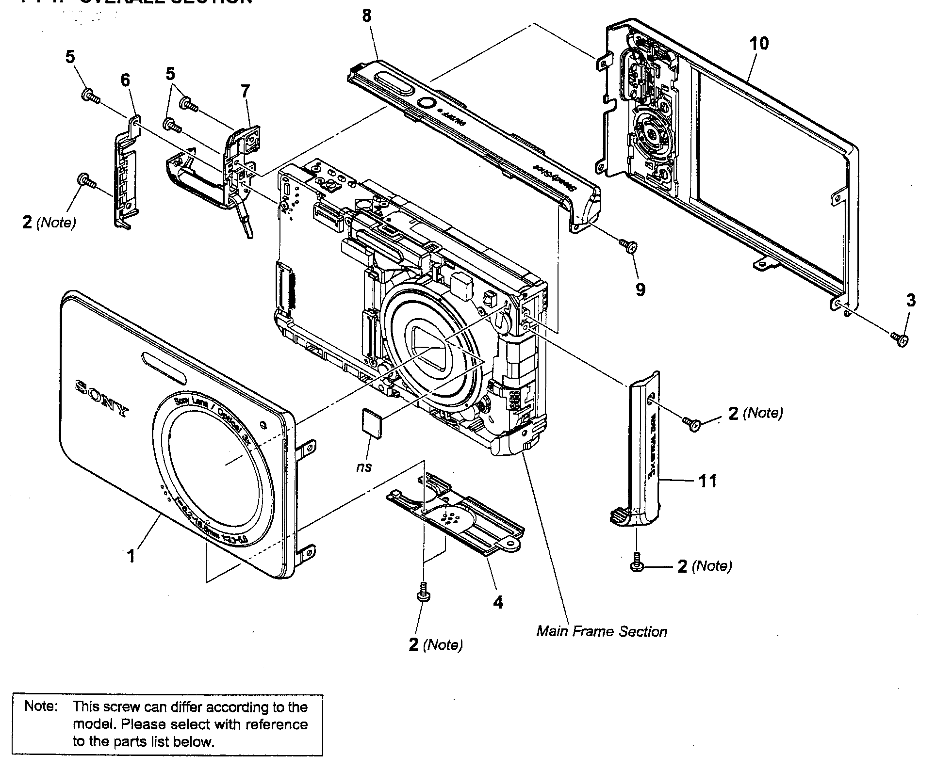 Sony DSC-W190S cabinet parts diagram