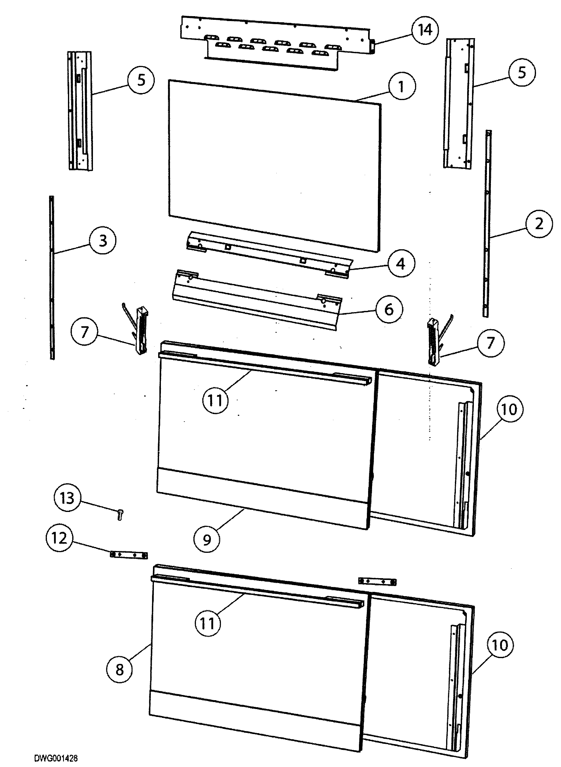 Fisher & Paykel OB30DDEPX1-88491A door outer diagram