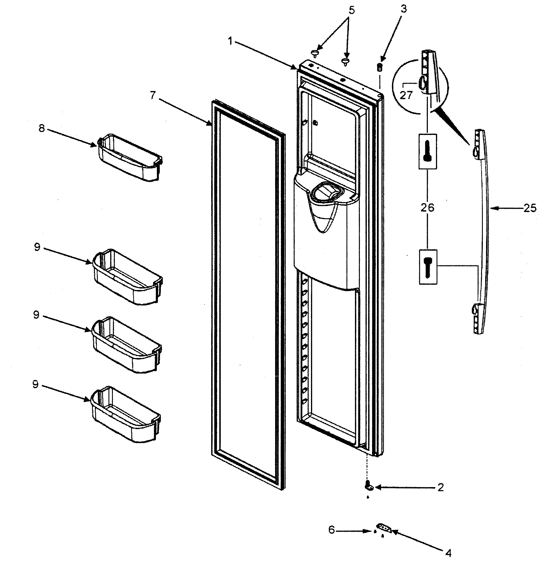 Fisher & Paykel RX256ET2W1-22618A left door diagram