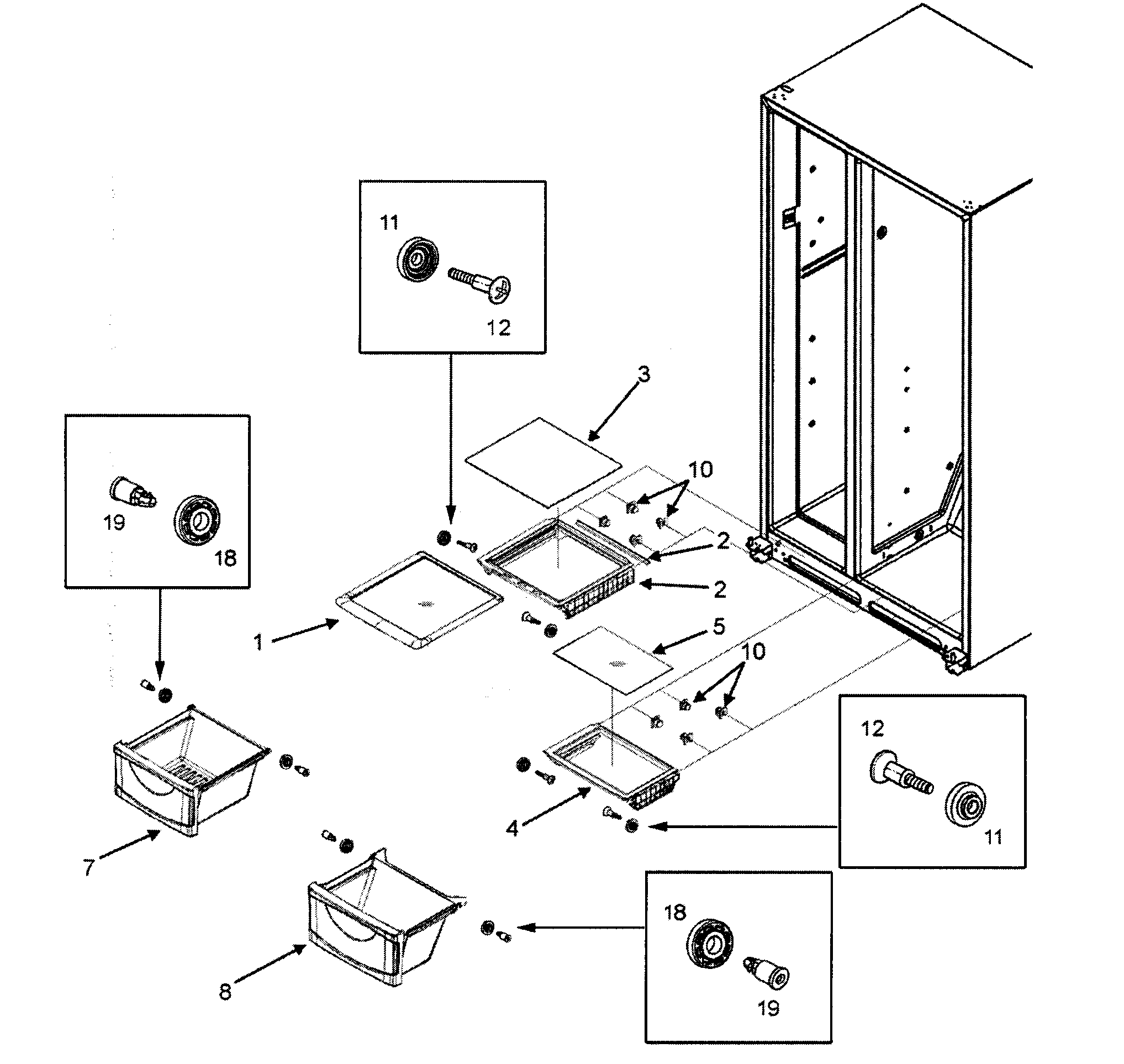 Fisher & Paykel RX256ET2W1-22618A crisper diagram