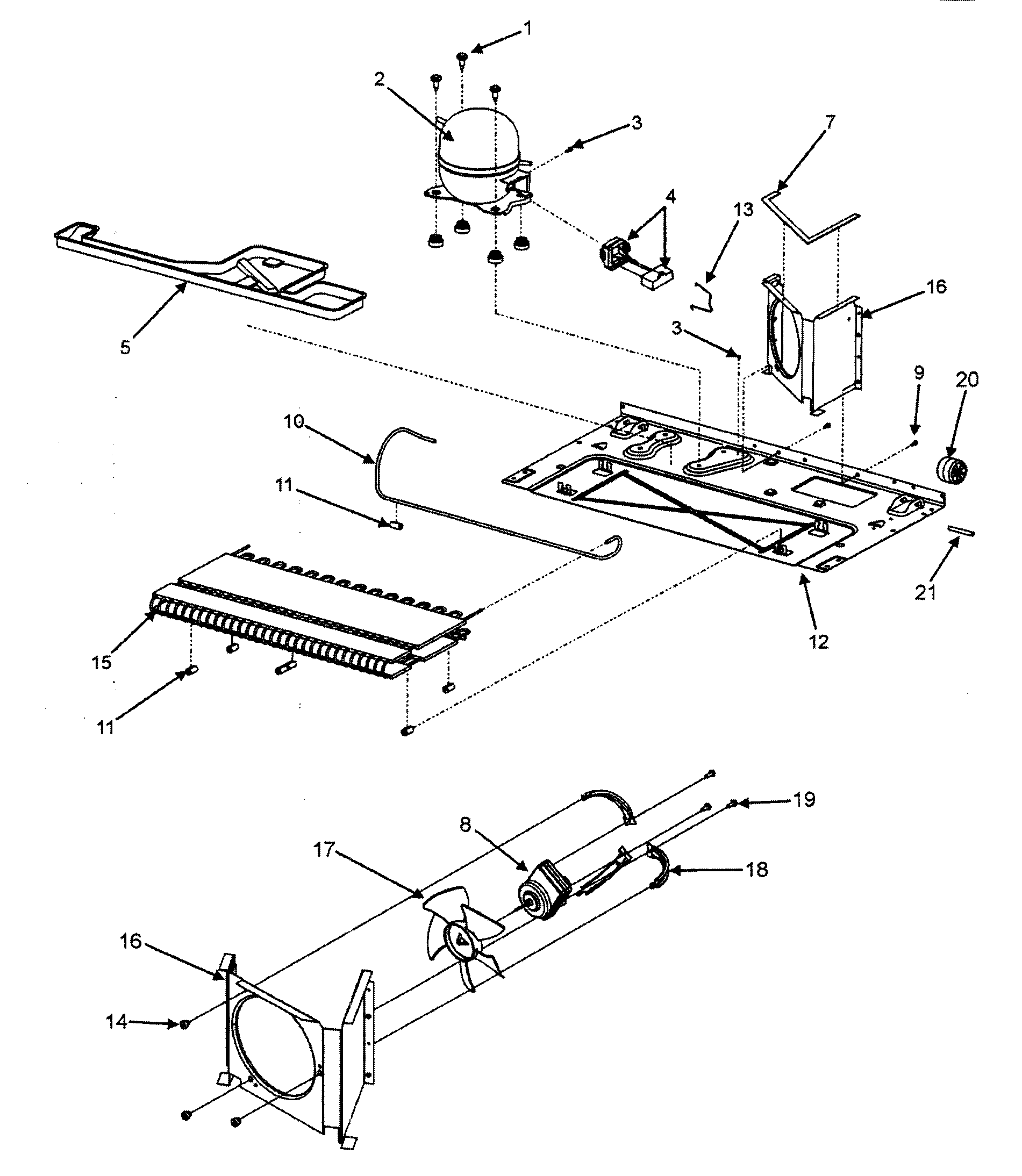 Fisher & Paykel RX256ET2W1-22618A compressor diagram