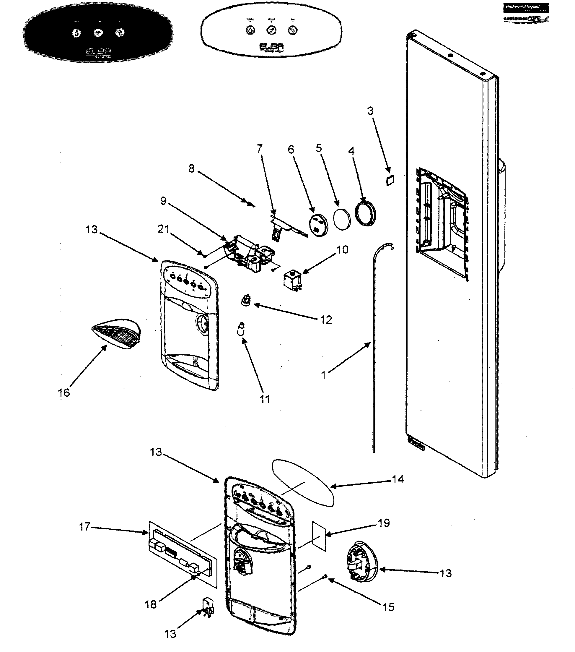 Fisher & Paykel RX256ET2B1-22619A water dispenser diagram