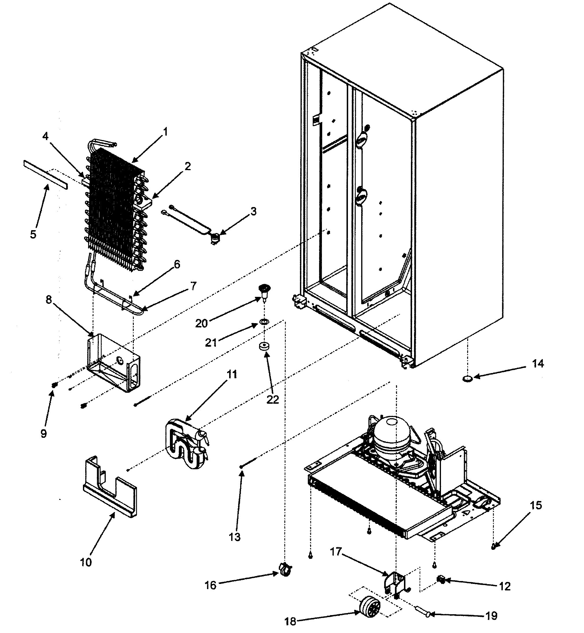 Fisher & Paykel RX256ET2B1-22619A evaporator diagram