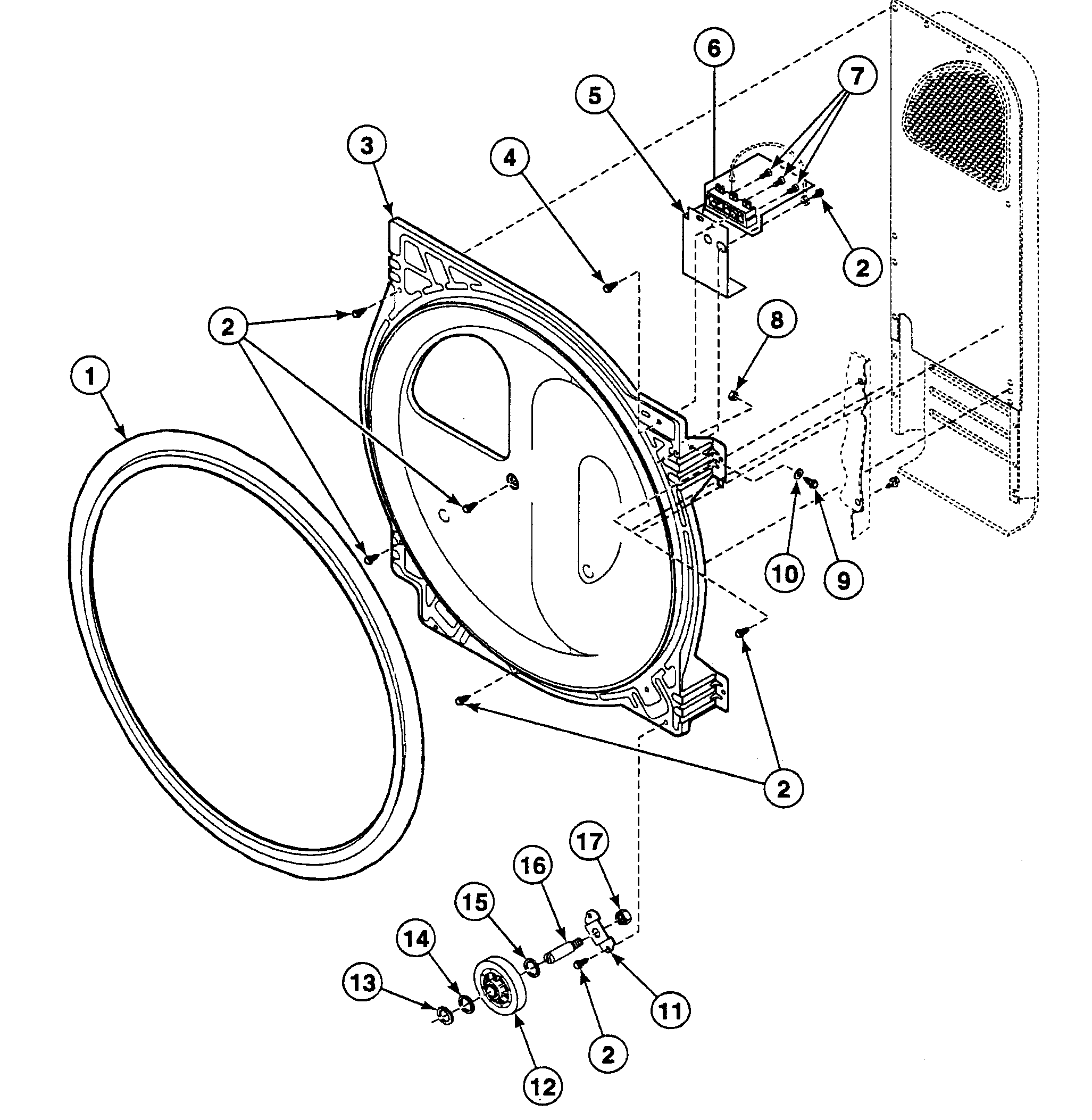 Speed Queen SSEF07QJ roller assy diagram