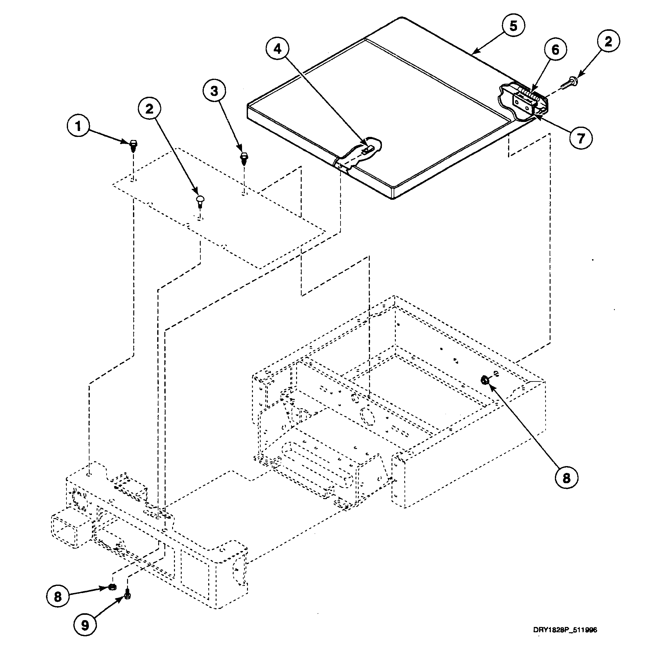 Speed Queen SSEF17WJ cabinet top diagram