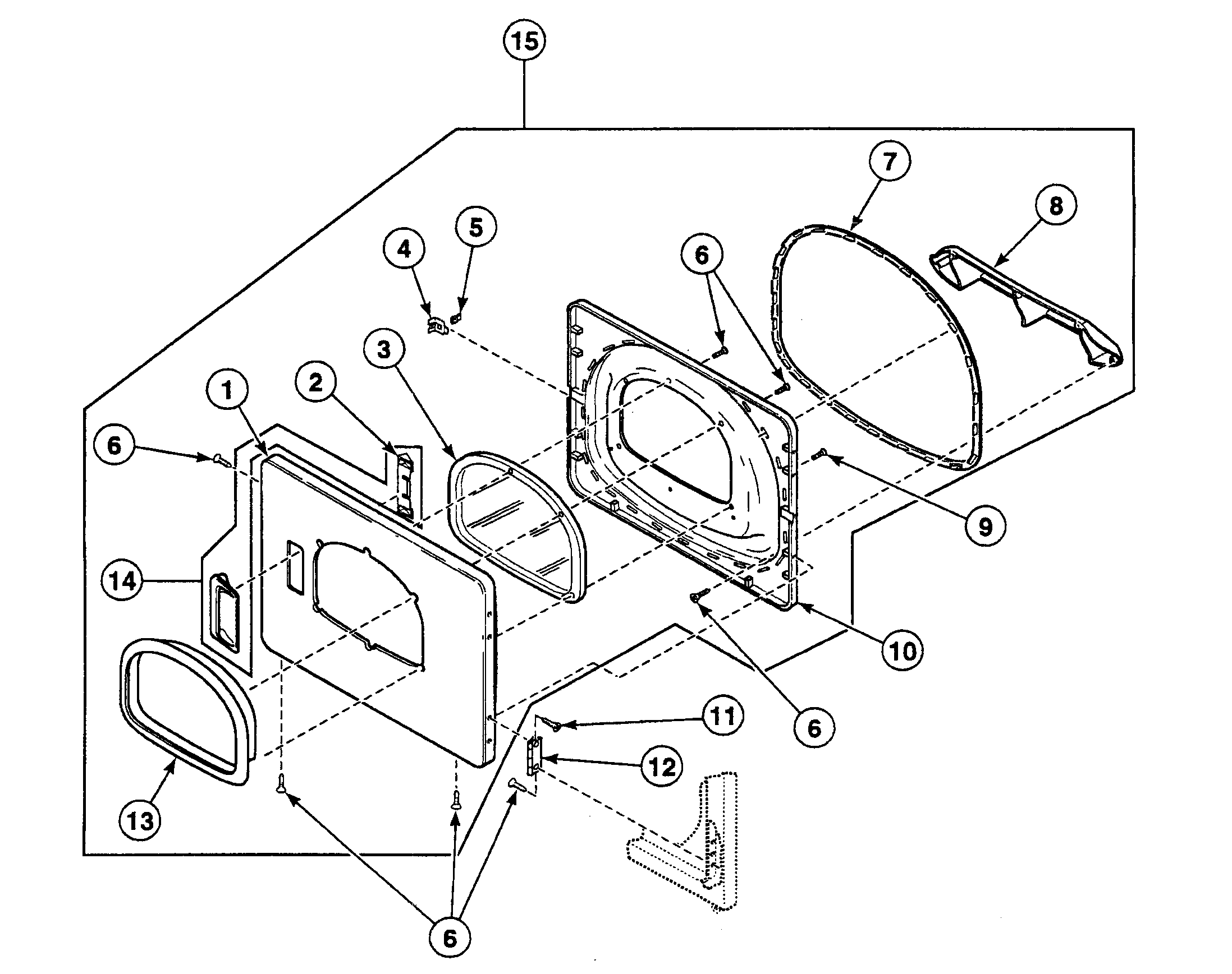 Speed Queen SSEF17WJ door assy diagram
