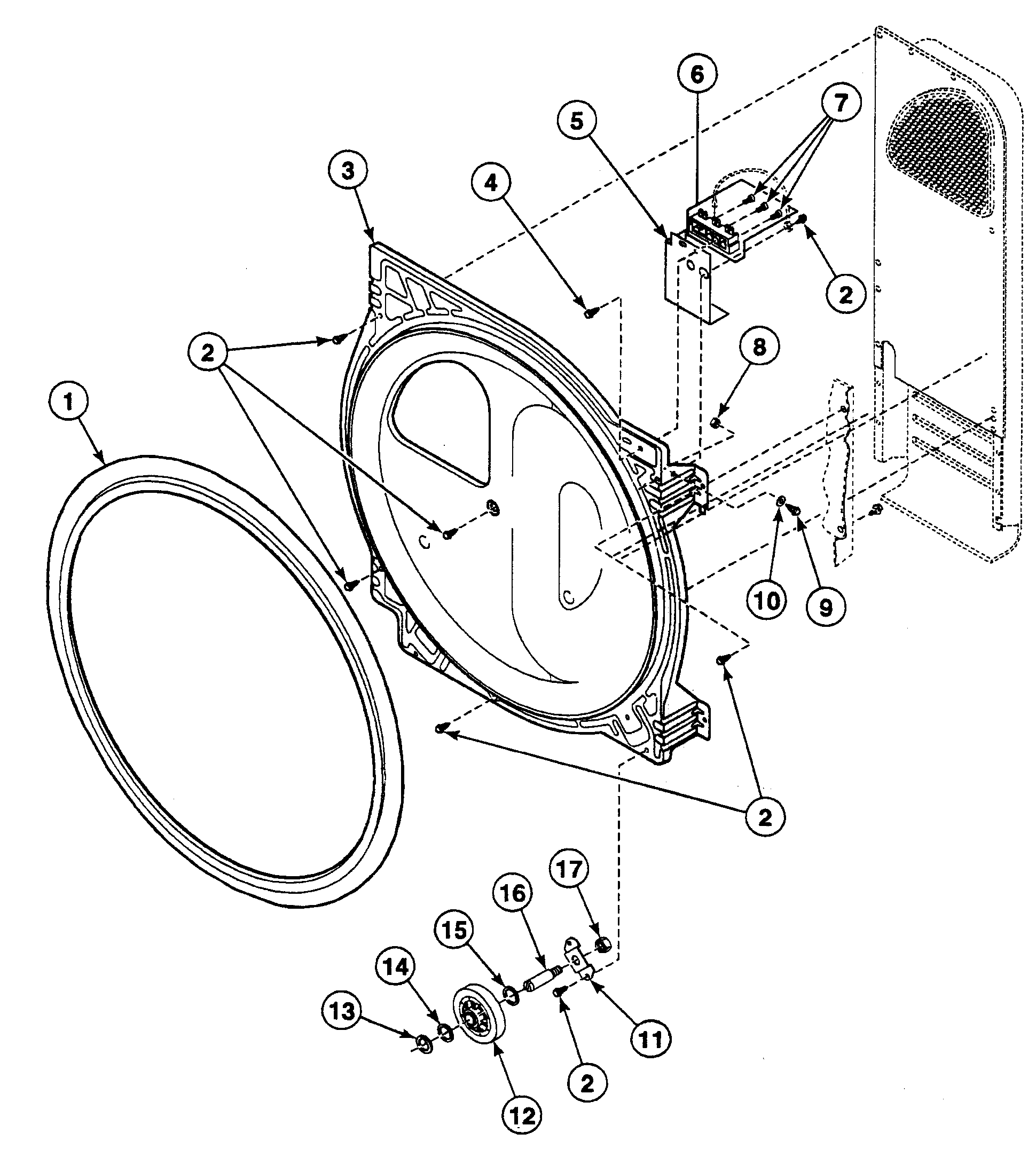 Speed Queen SSEZ07QF roller assy diagram