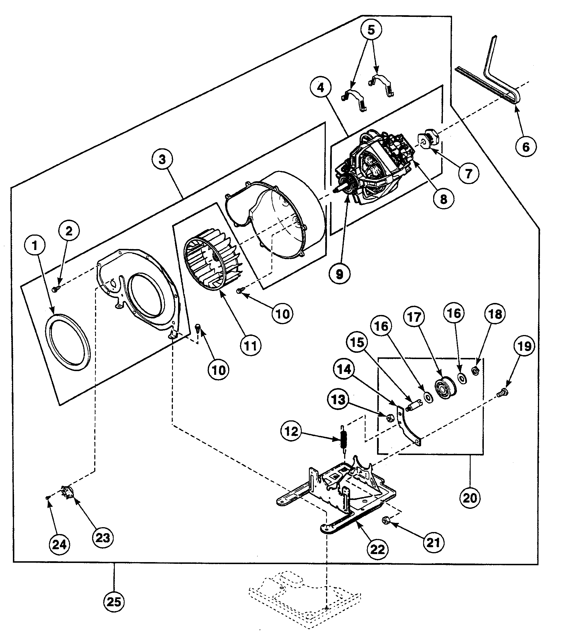 Speed Queen SSET17LF motor assy diagram