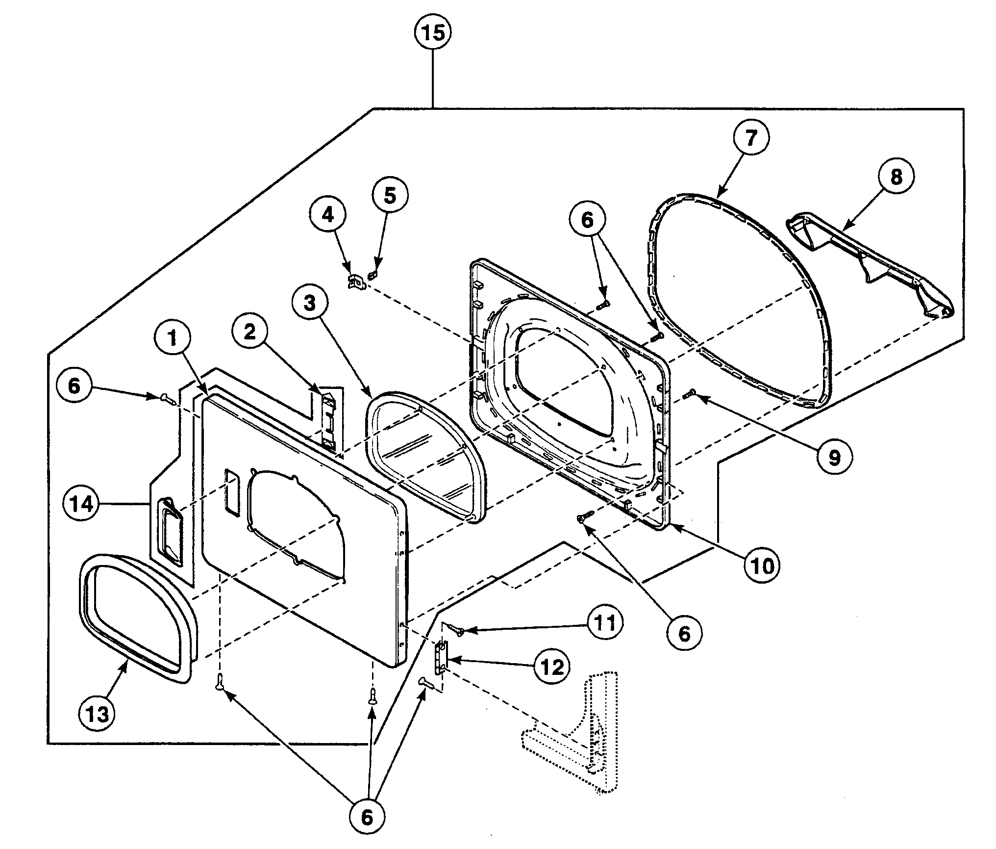 Speed Queen SSET17WF1500 door assy diagram