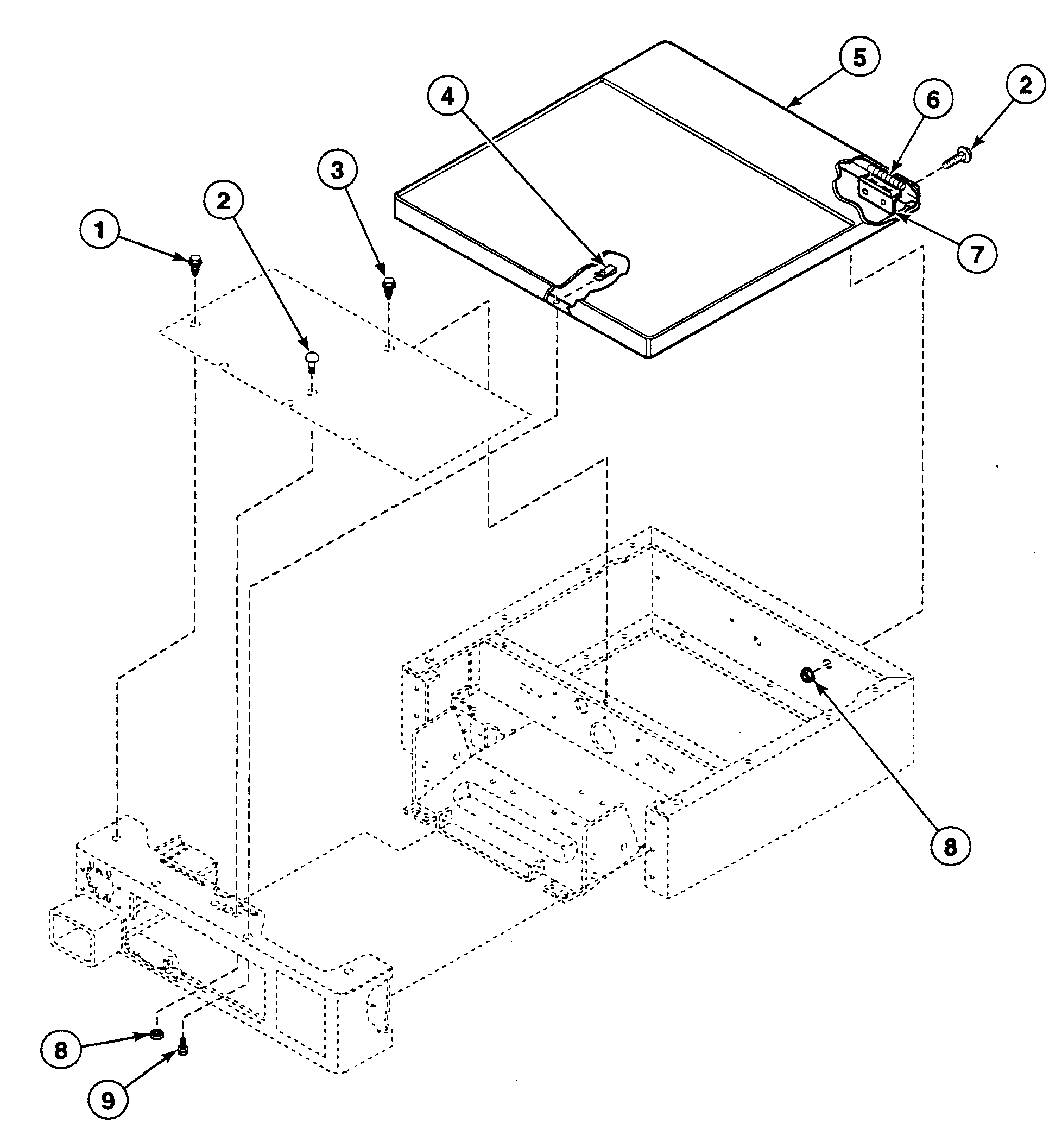 Speed Queen SSEY17QF cabinet top diagram