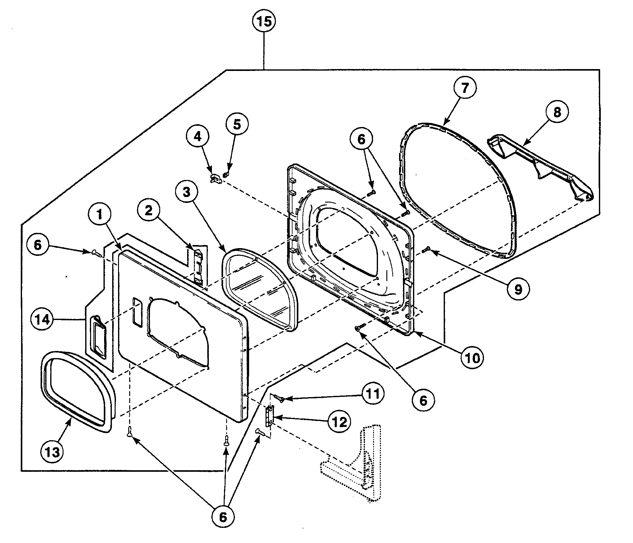 Speed Queen SSEY17QF door assy diagram