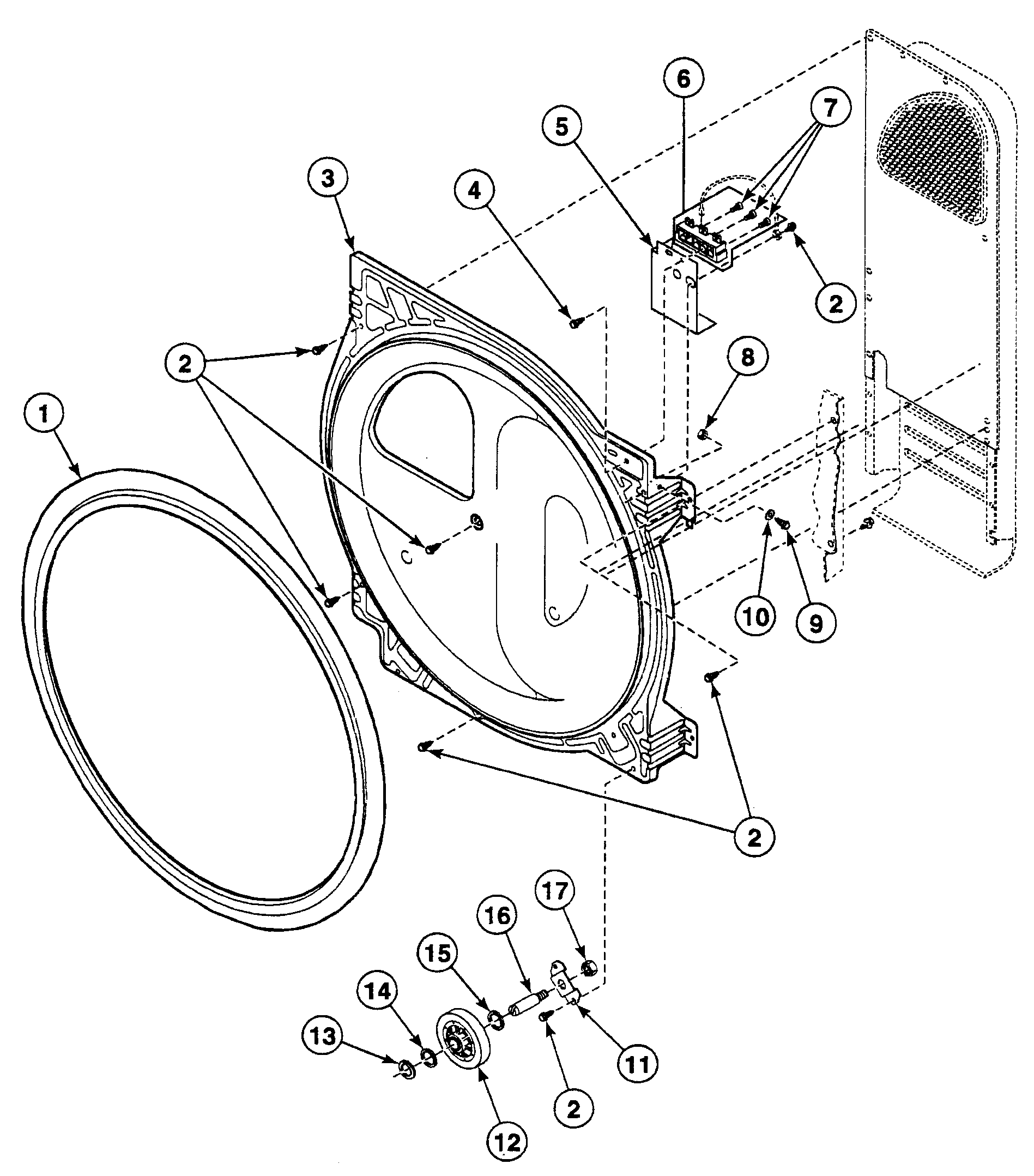 Speed Queen SSEY17QF roller assy diagram