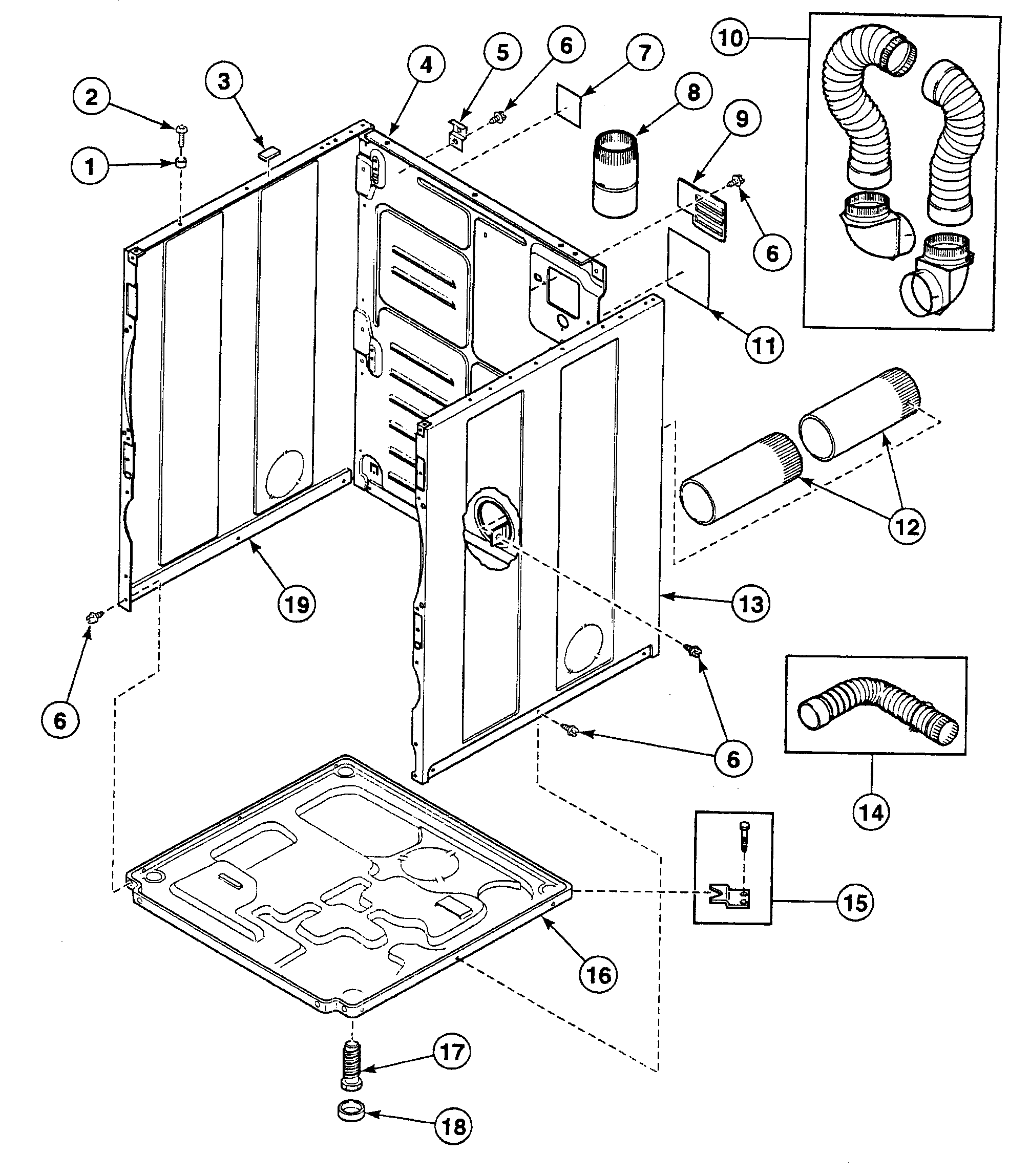 Speed Queen SSG109LF cabinet diagram